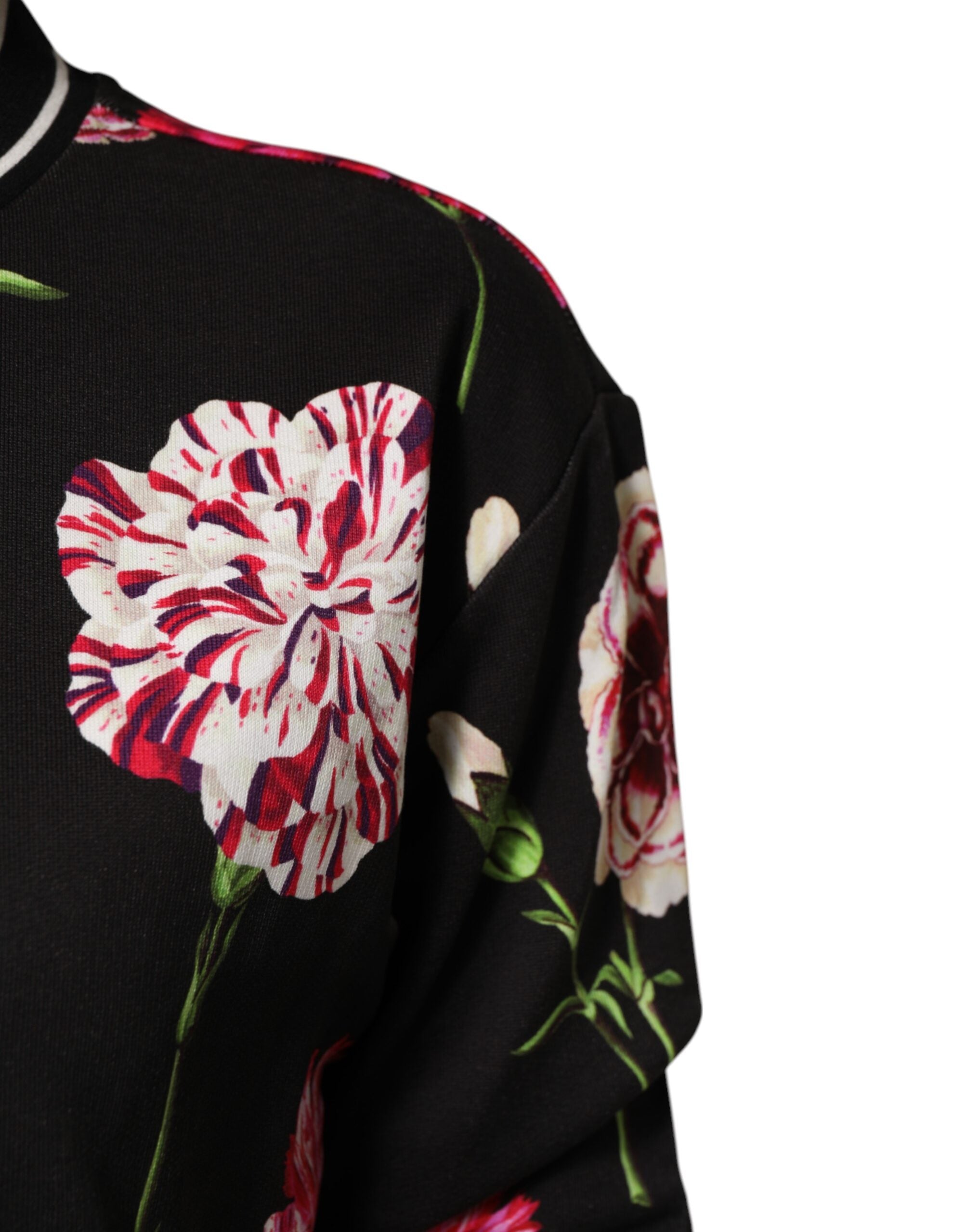 Dolce & Gabbana Black Floral Print Cotton Short Sleeves Top Dolce & Gabbana
