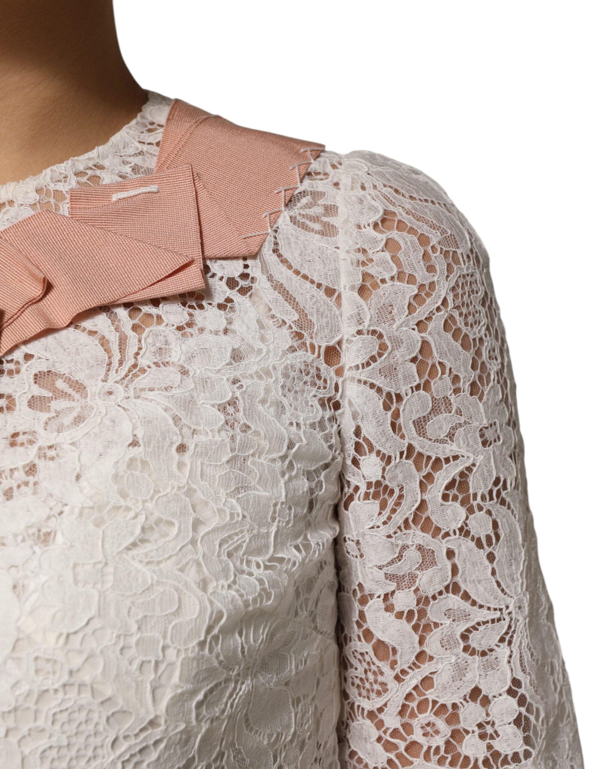 Dolce & Gabbana White Floral Lace Short Sleeves Blouse Top Dolce & Gabbana
