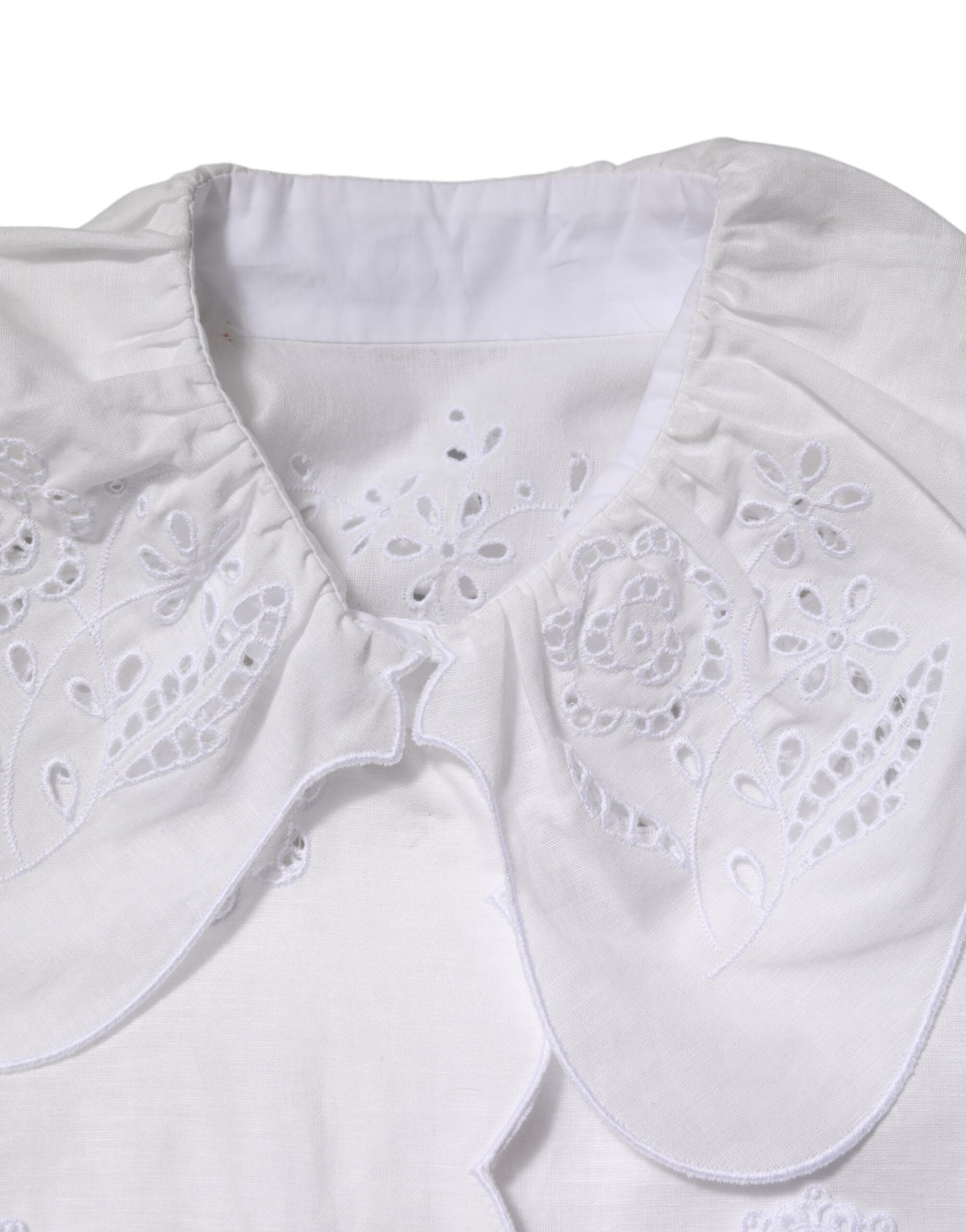 Dolce & Gabbana White Ruffled Lace Embellished Blouse Top Dolce & Gabbana