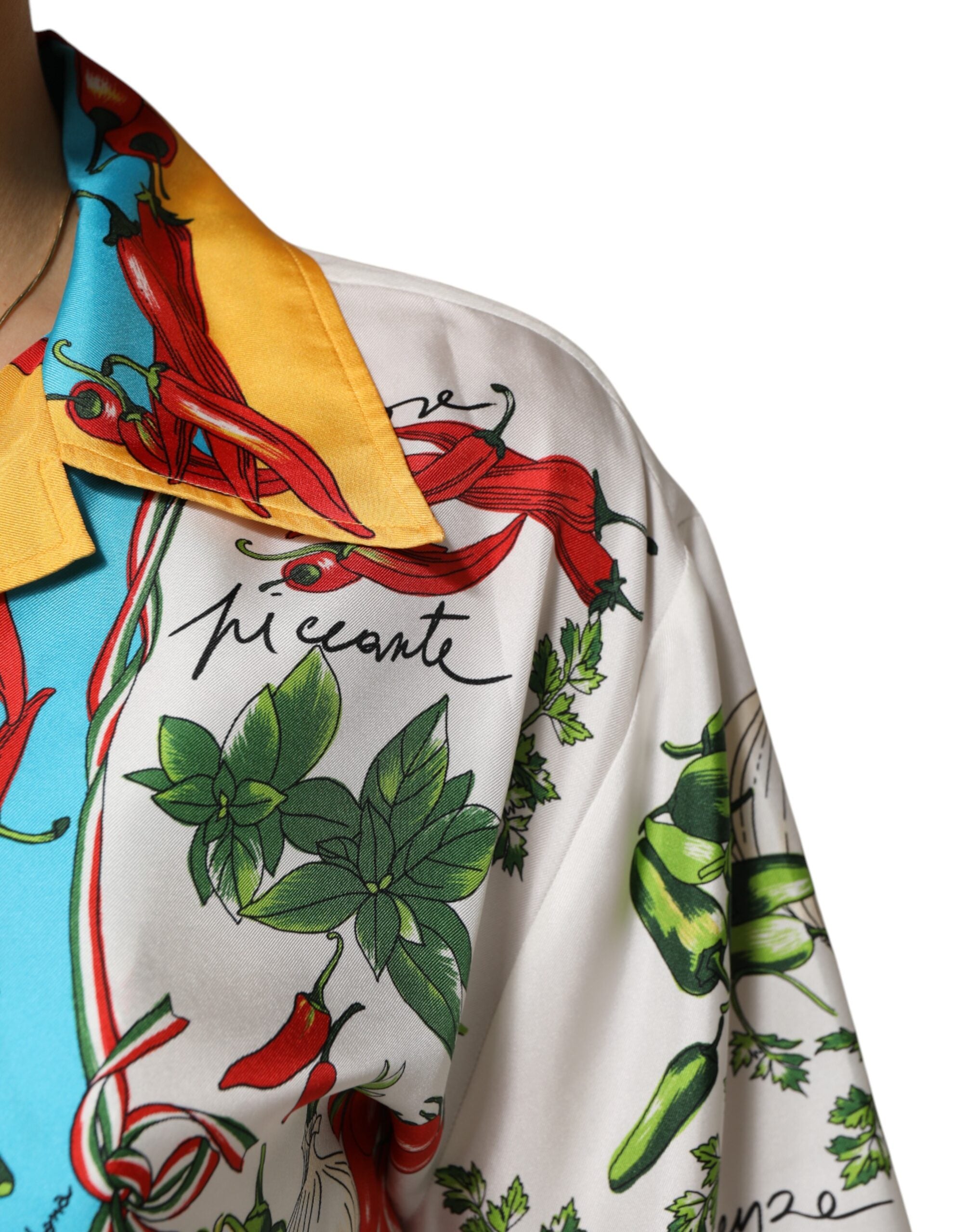 Dolce & Gabbana Multicolor Chili Silk Cropped Blouse Top Dolce & Gabbana