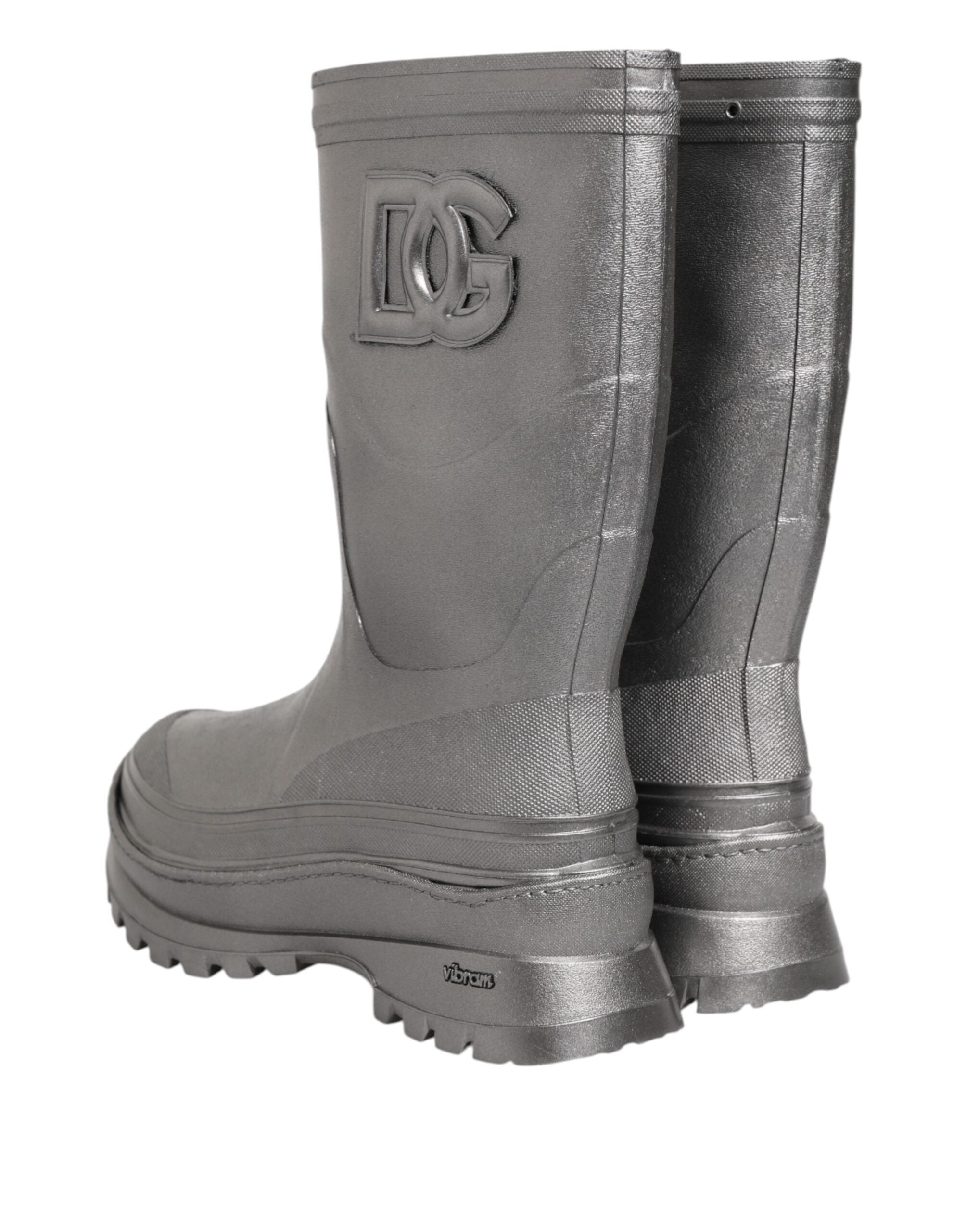 Dolce & Gabbana Metallic Silver Pull On Rain Boots Shoes Dolce & Gabbana