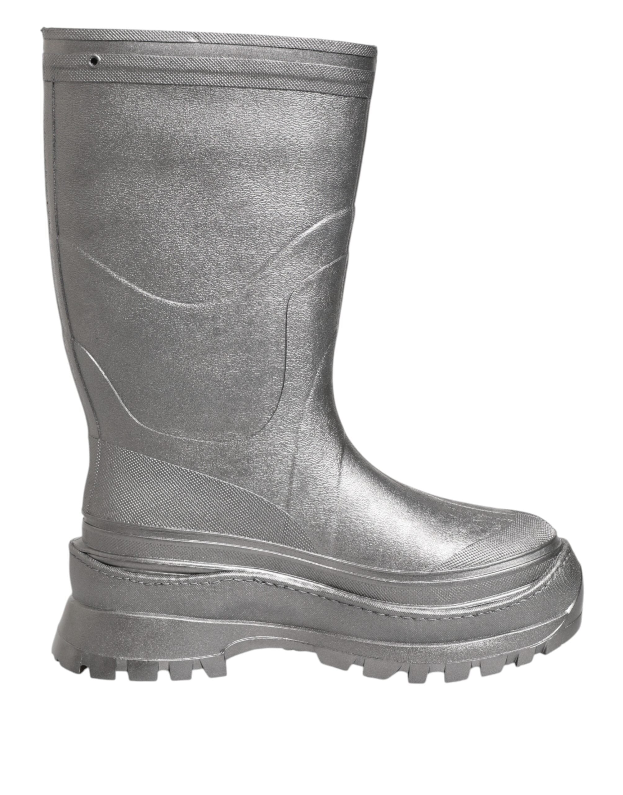 Dolce & Gabbana Metallic Silver Pull On Rain Boots Shoes Dolce & Gabbana