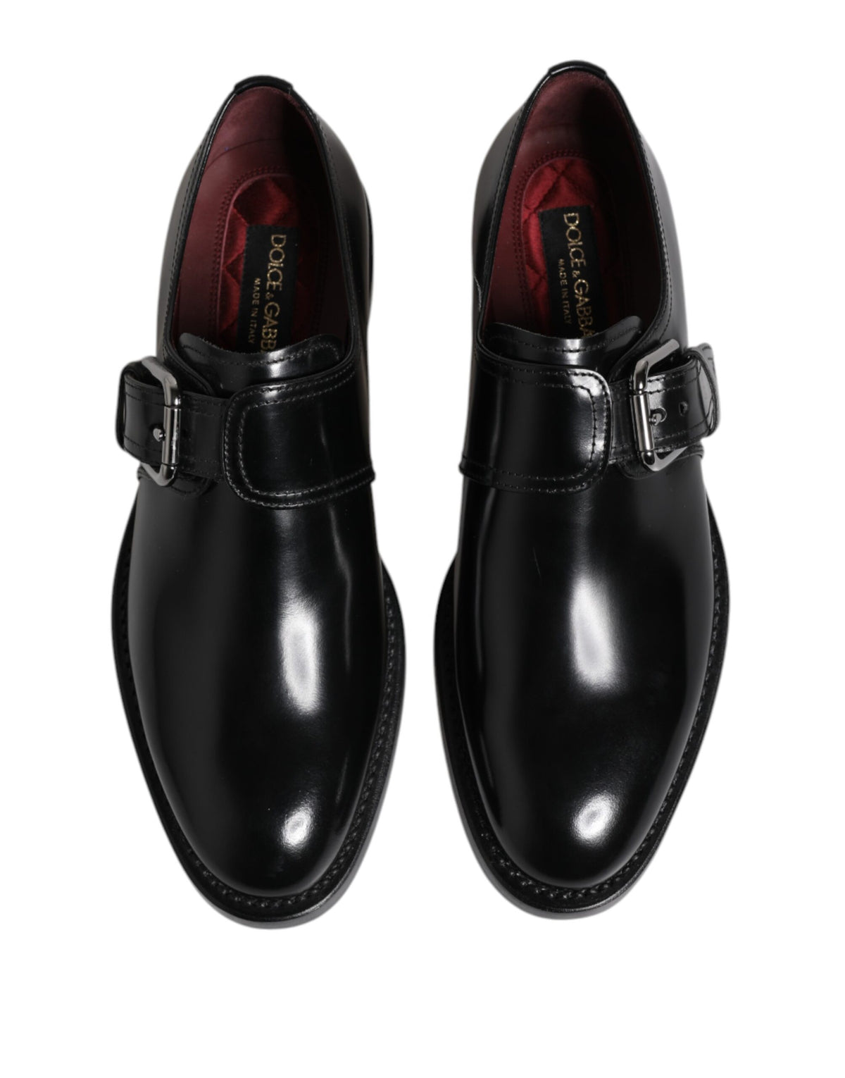 Dolce & Gabbana Black Leather Monk Strap Derby Formal Shoes