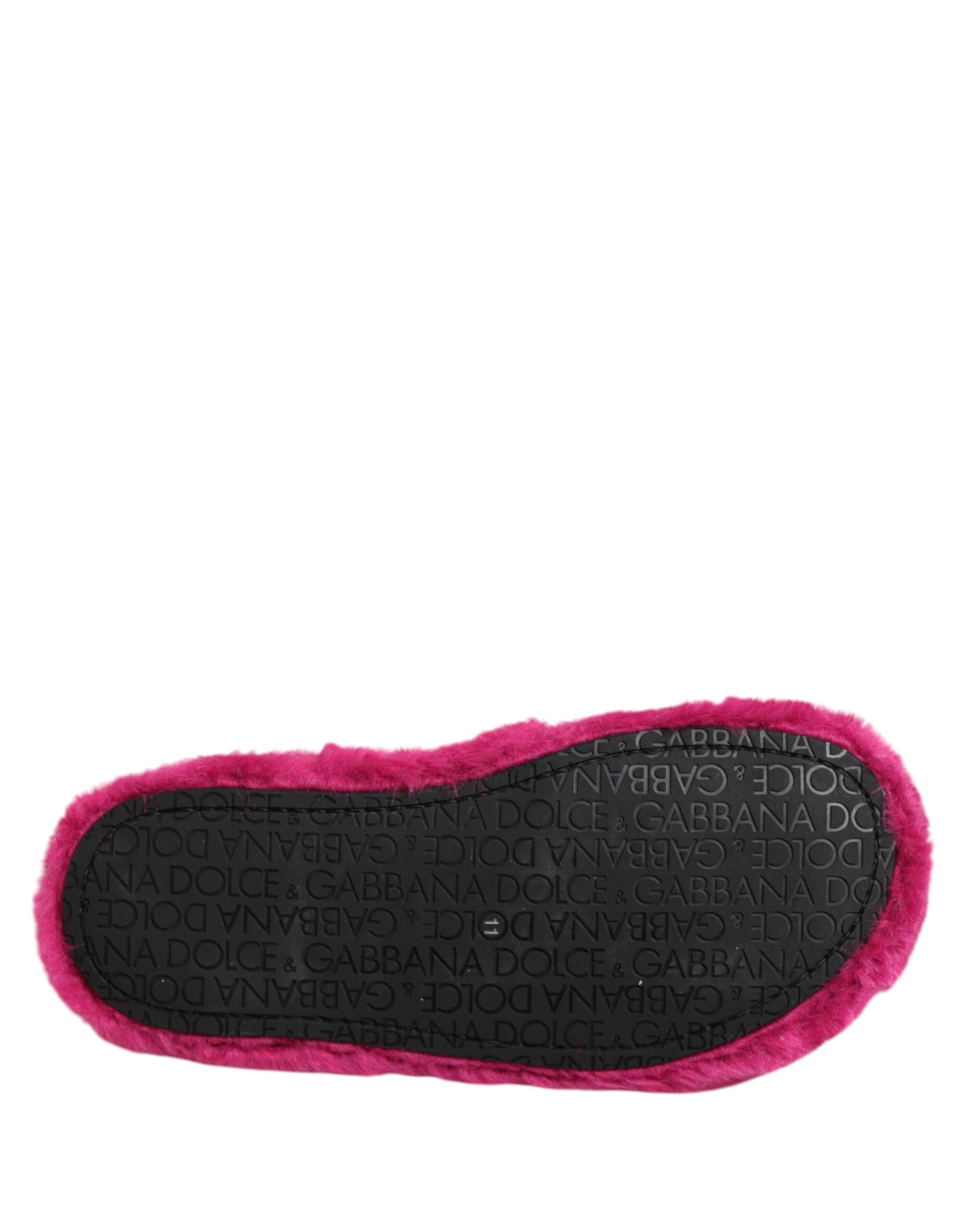 Dolce & Gabbana Pink Acrylic Faux Fur Mens Flats Sandals Shoes Dolce & Gabbana