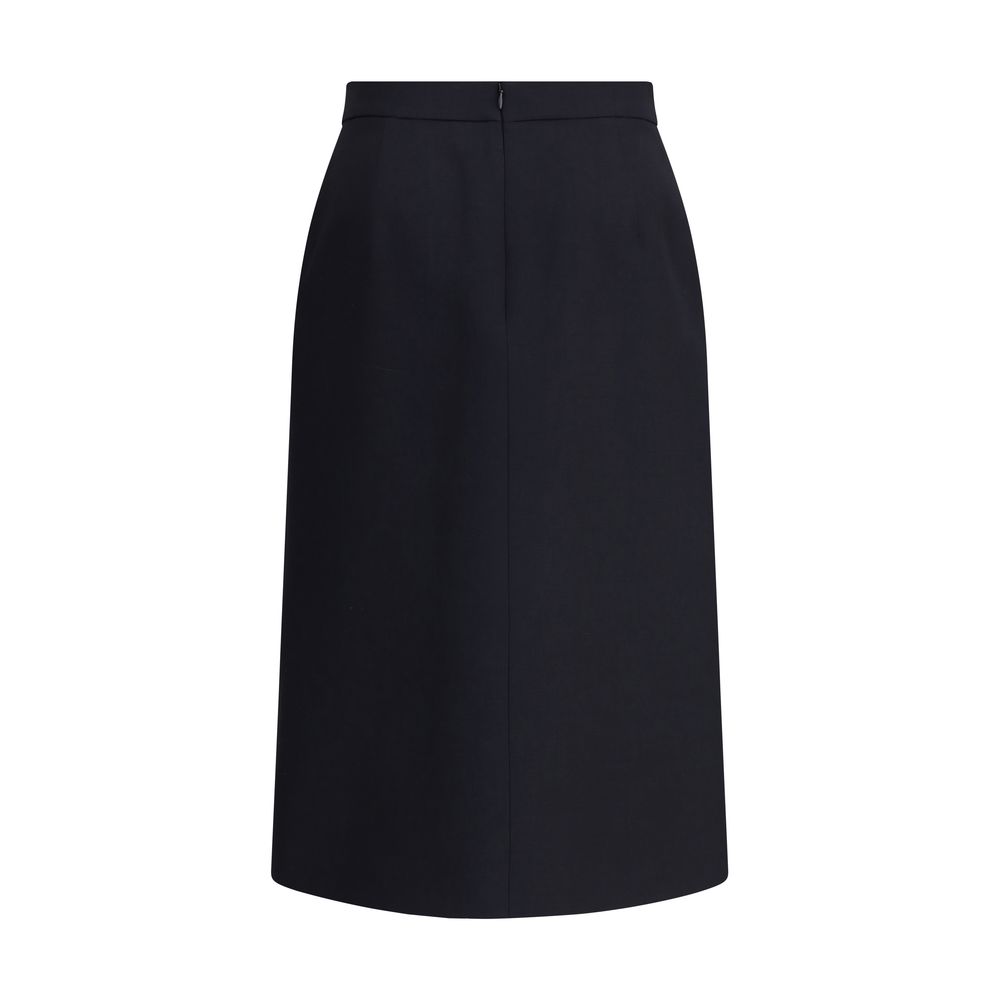 Valentino Garavani Black Wool Oves Aries Midi Skirt Valentino Garavani