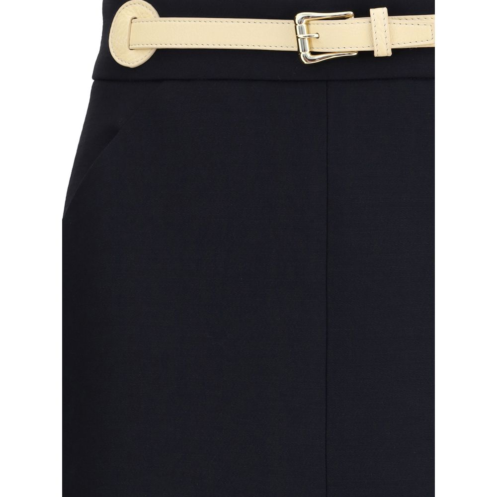Valentino Garavani Black Wool Oves Aries Midi Skirt Valentino Garavani