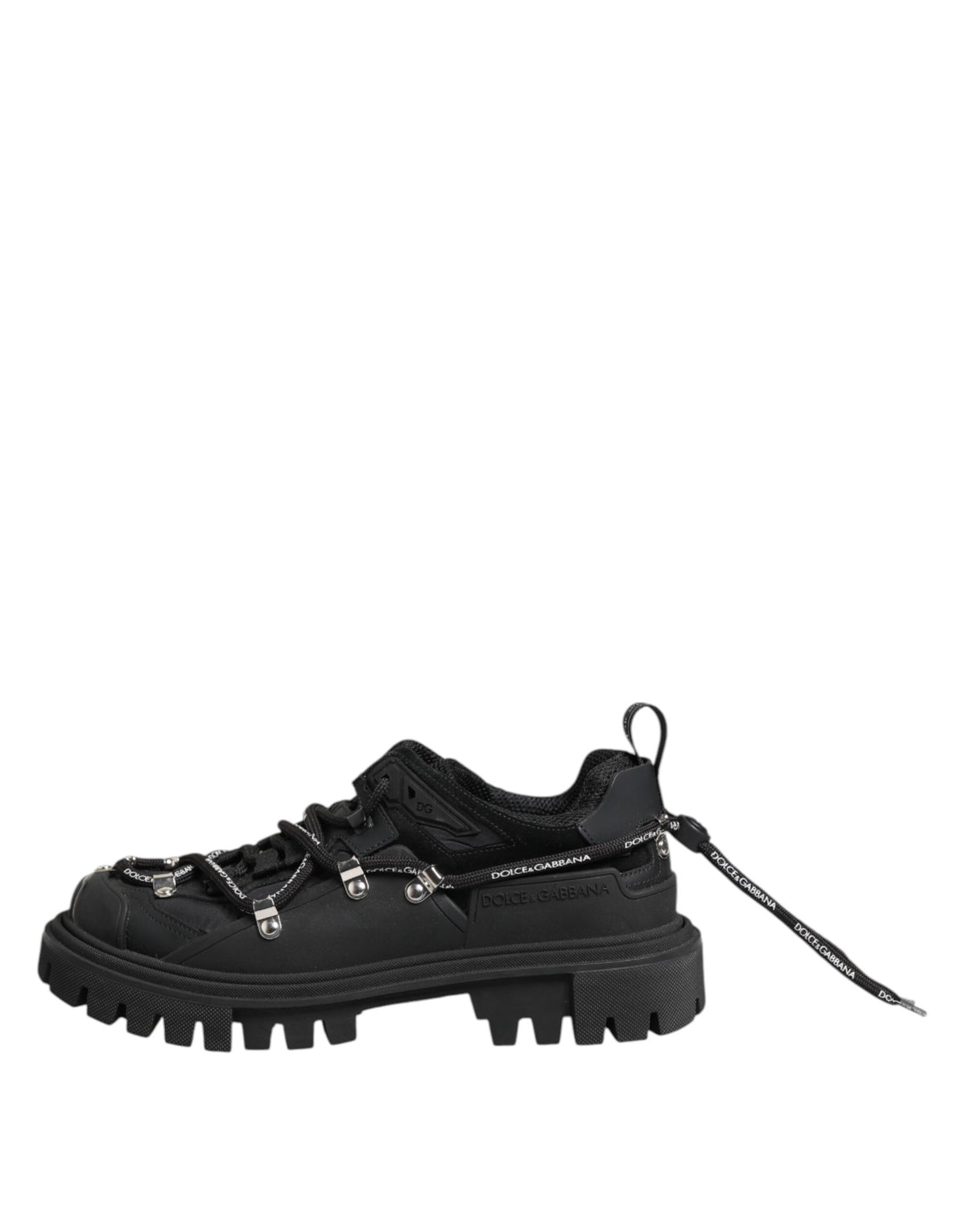 Dolce & Gabbana Black Low Top Lace Up Trekking Sneakers Shoes