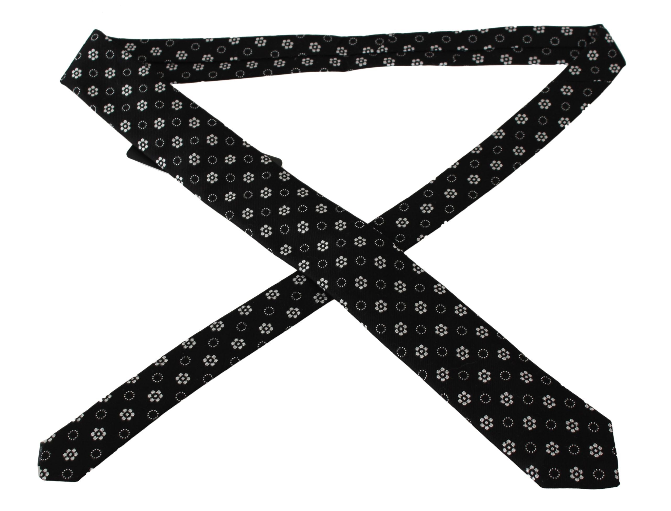 Dolce & Gabbana Black 100% Silk Floral Print Print Classic Tie Dolce & Gabbana