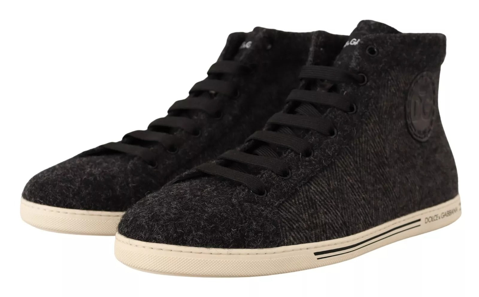 Dolce & Gabbana Gray Wool Cotton Casual High Top Sneakers Dolce & Gabbana
