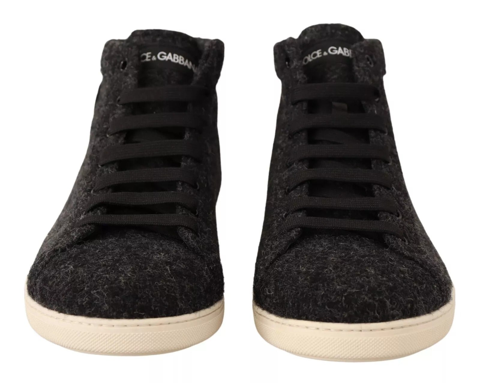 Dolce & Gabbana Gray Wool Cotton Casual High Top Sneakers Dolce & Gabbana