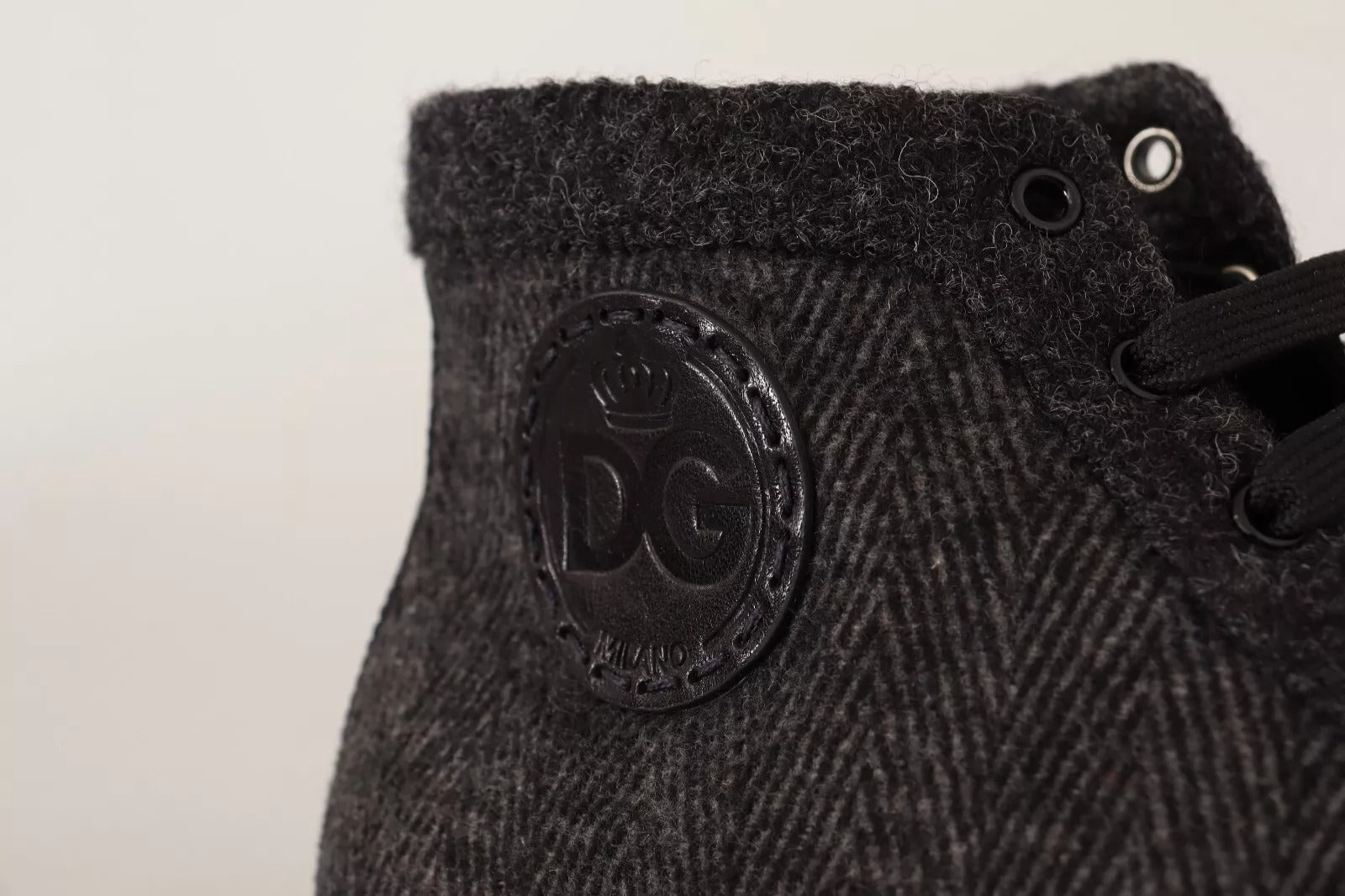 Dolce & Gabbana Gray Wool Cotton Casual High Top Sneakers Dolce & Gabbana