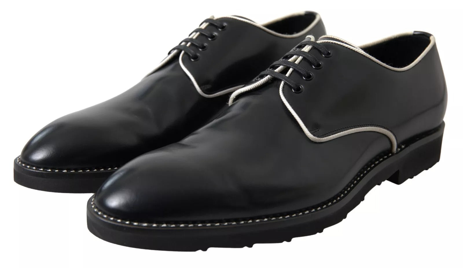 Dolce & Gabbana Black White Leather Formal Dress Shoes Dolce & Gabbana