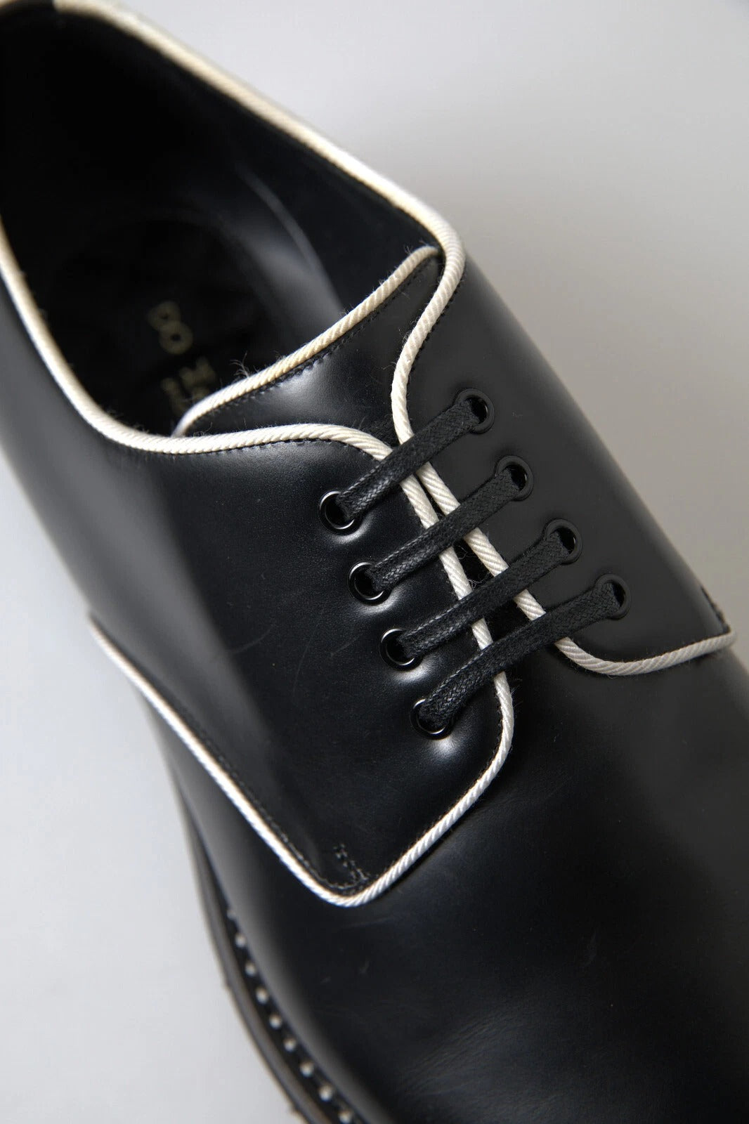 Dolce & Gabbana Black White Leather Formal Dress Shoes Dolce & Gabbana