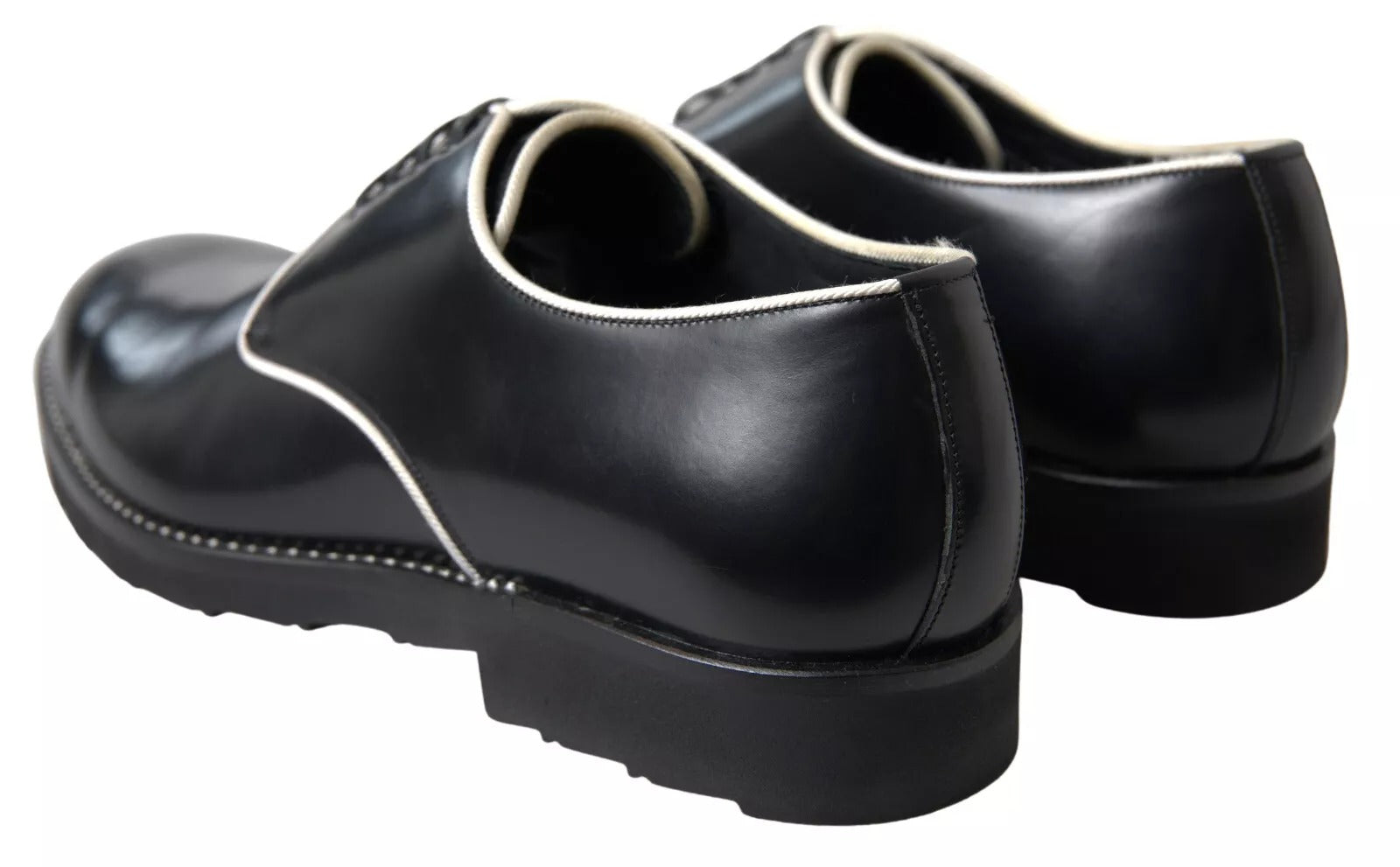 Dolce & Gabbana Black White Leather Formal Dress Shoes Dolce & Gabbana