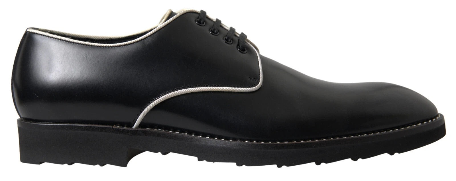 Dolce & Gabbana Black White Leather Formal Dress Shoes Dolce & Gabbana