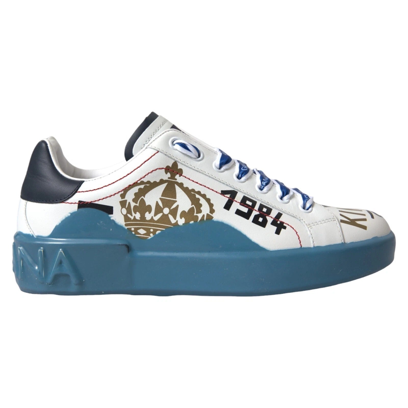 Dolce & Gabbana Blue White Printed Portofino Melt Sneakers Dolce & Gabbana
