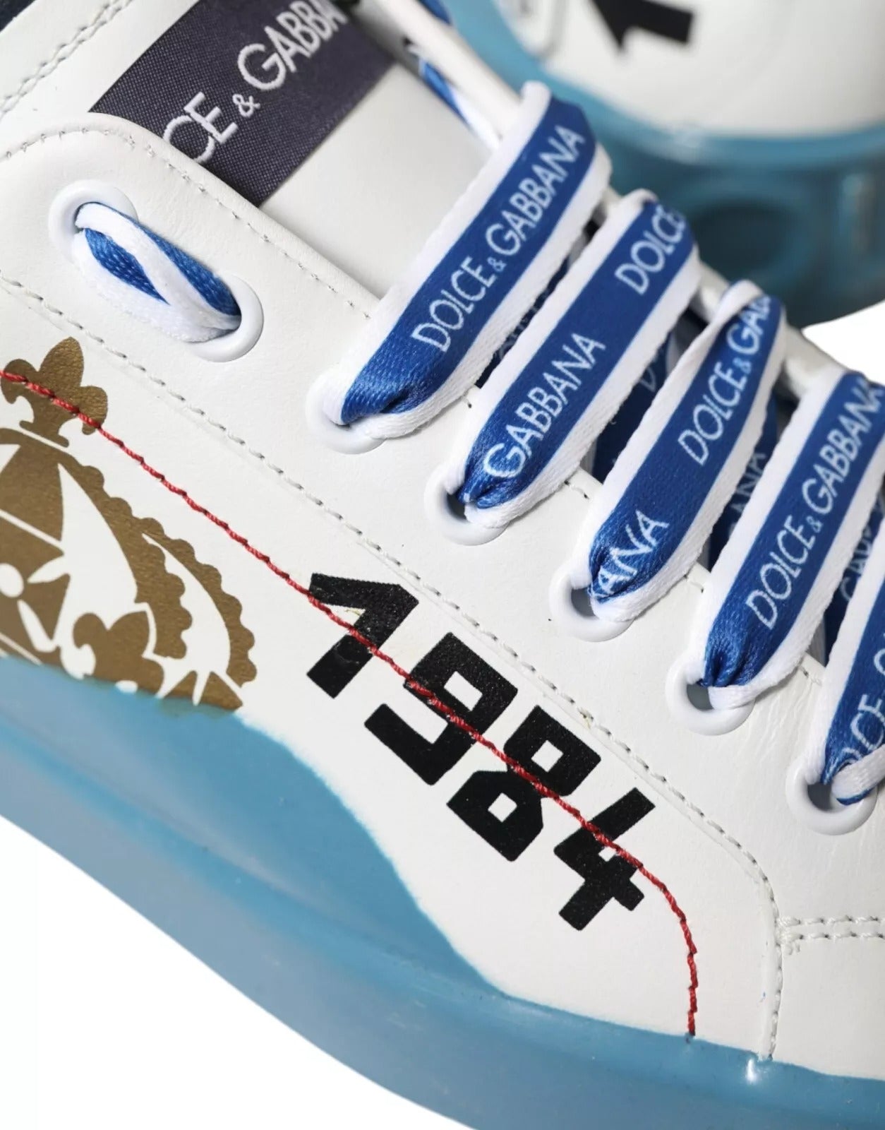 Dolce & Gabbana Blue White Printed Portofino Melt Sneakers Dolce & Gabbana