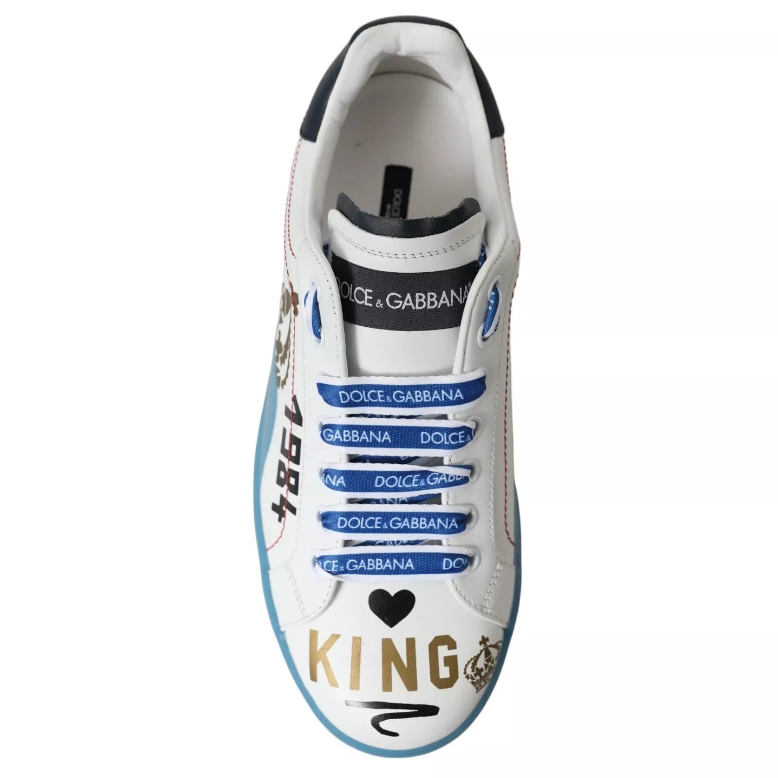 Dolce & Gabbana Blue White Printed Portofino Melt Sneakers Dolce & Gabbana