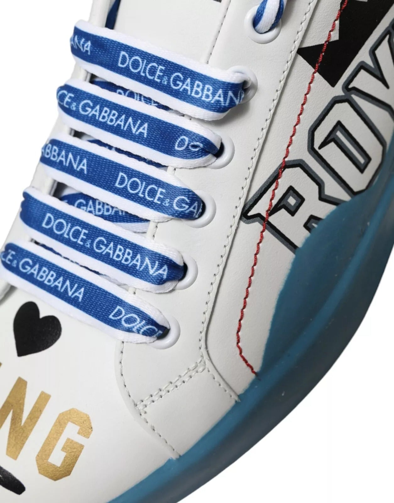 Dolce & Gabbana Blue White Printed Portofino Melt Sneakers Dolce & Gabbana