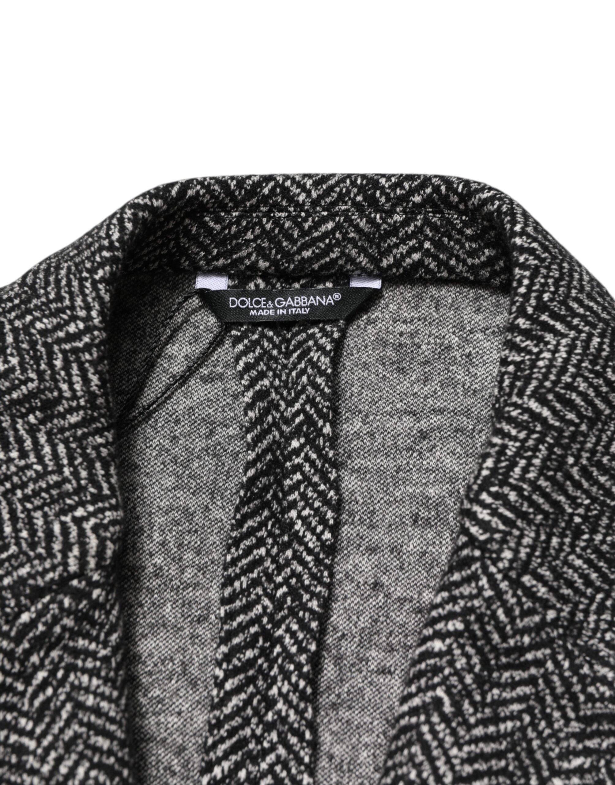 Dolce & Gabbana Black White Double Breasted Men Suit Blazer Dolce & Gabbana