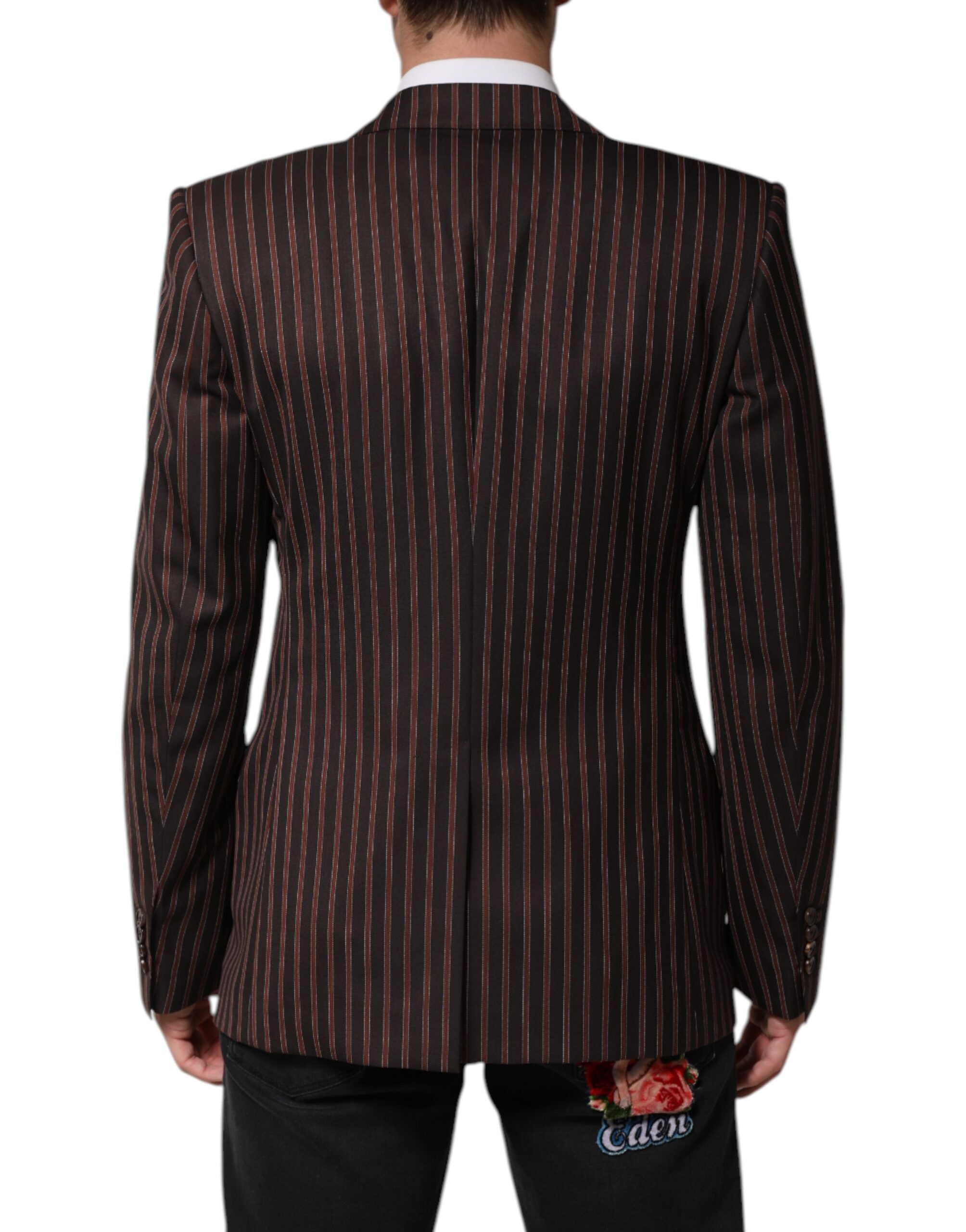 Dolce & Gabbana Black Brown Stripe Single Breasted Blazer Dolce & Gabbana