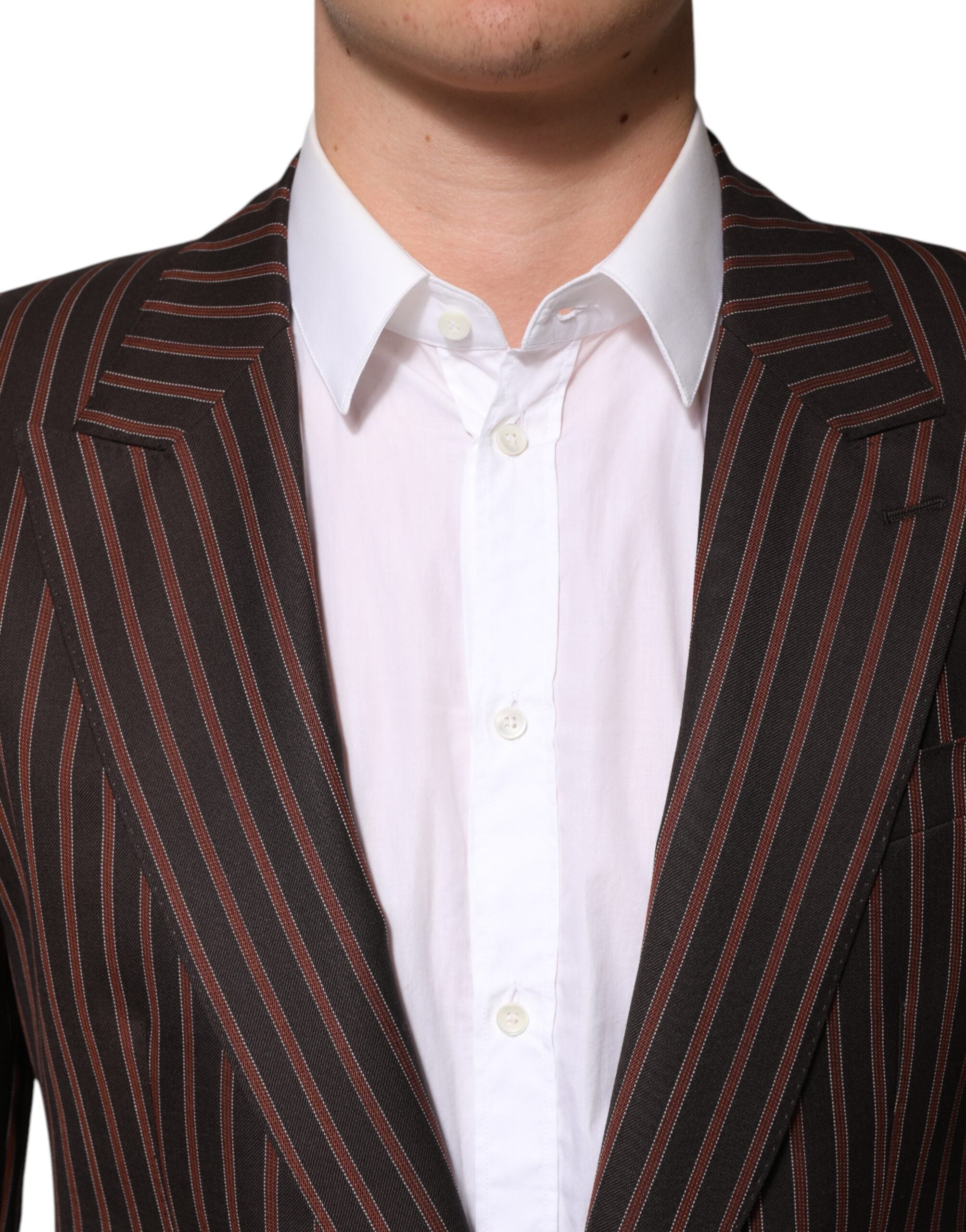 Dolce & Gabbana Black Brown Stripe Single Breasted Blazer Dolce & Gabbana