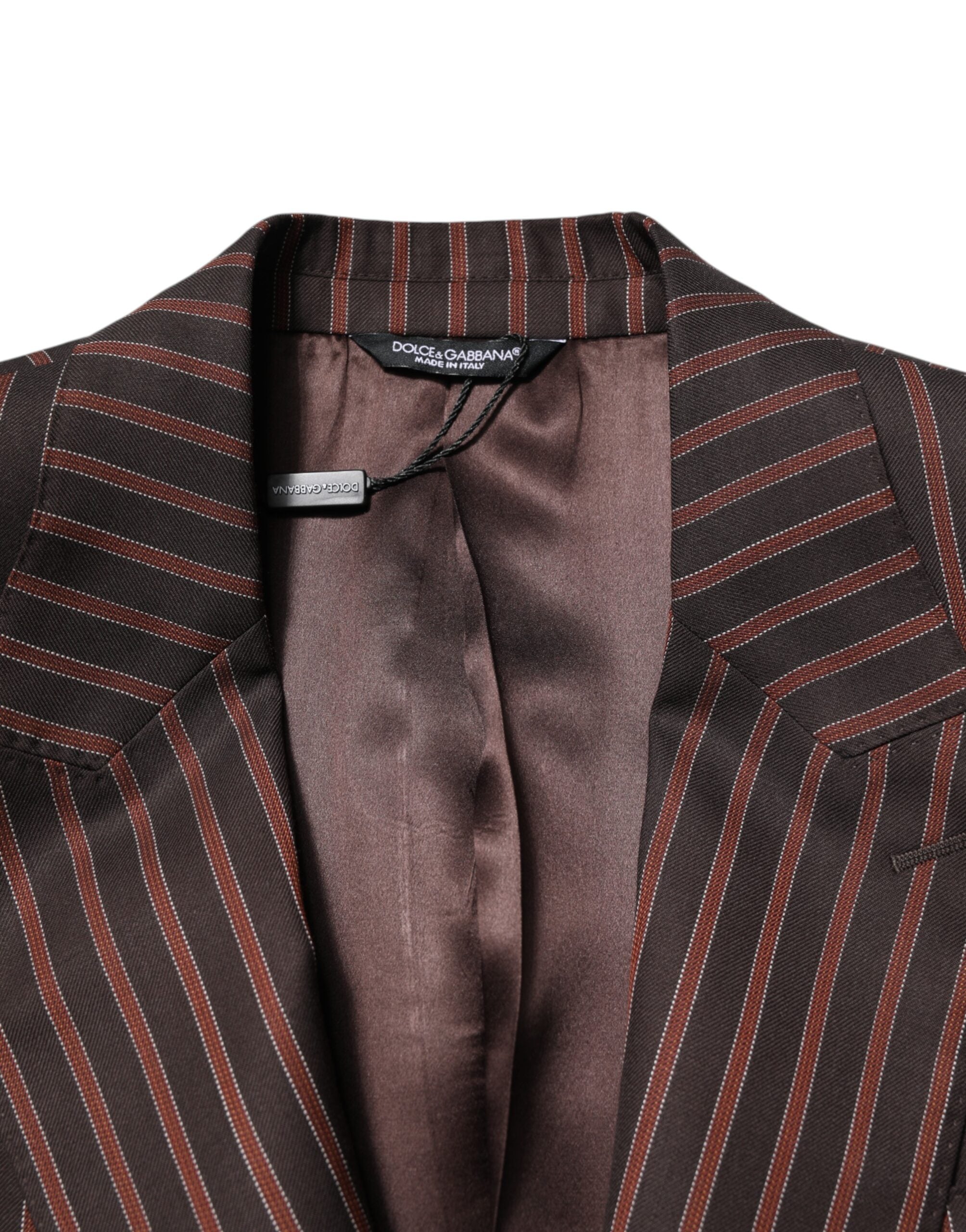 Dolce & Gabbana Black Brown Stripe Single Breasted Blazer Dolce & Gabbana