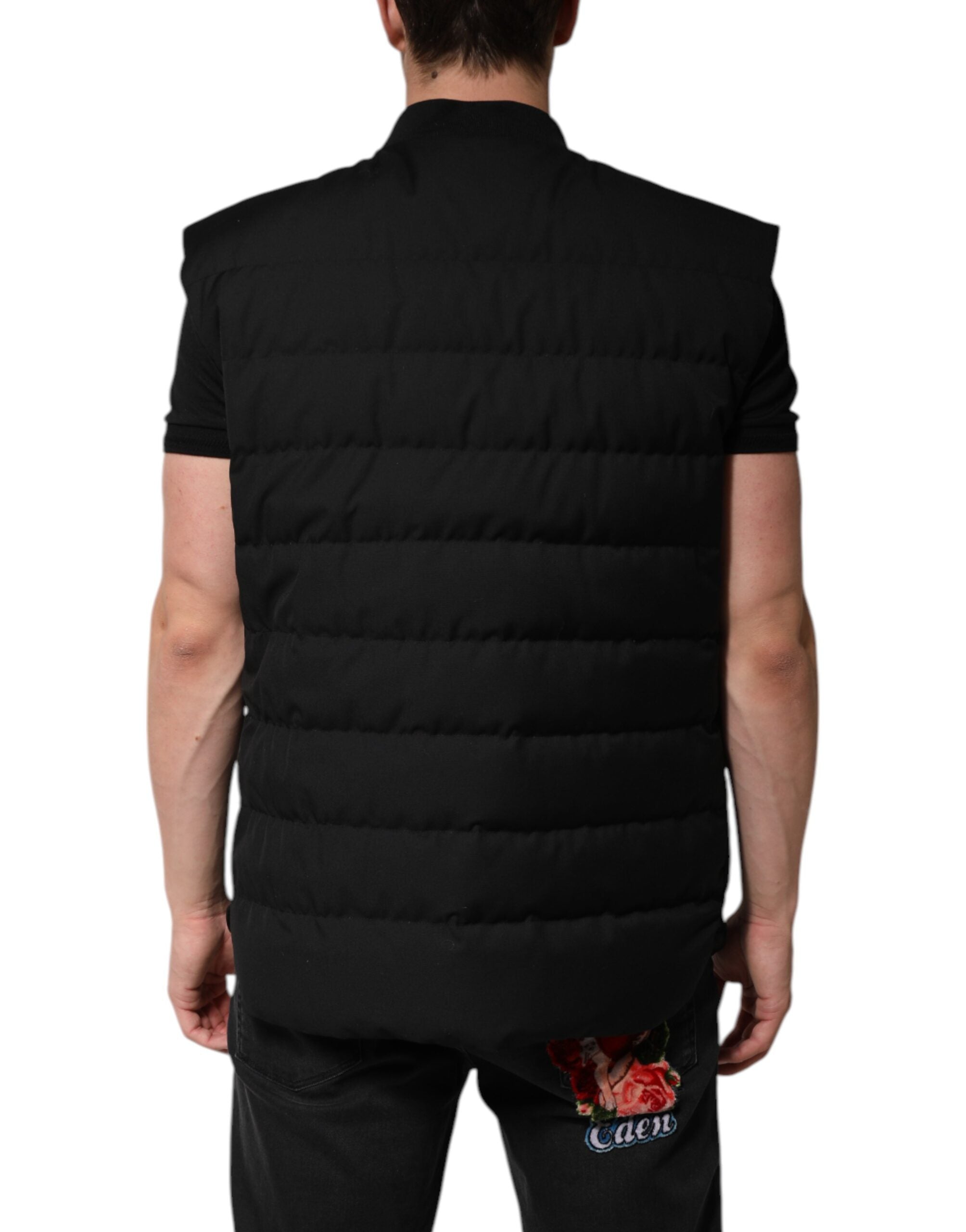 Dolce & Gabbana Black Sleeveless Parka Logo Plaque Jacket Dolce & Gabbana