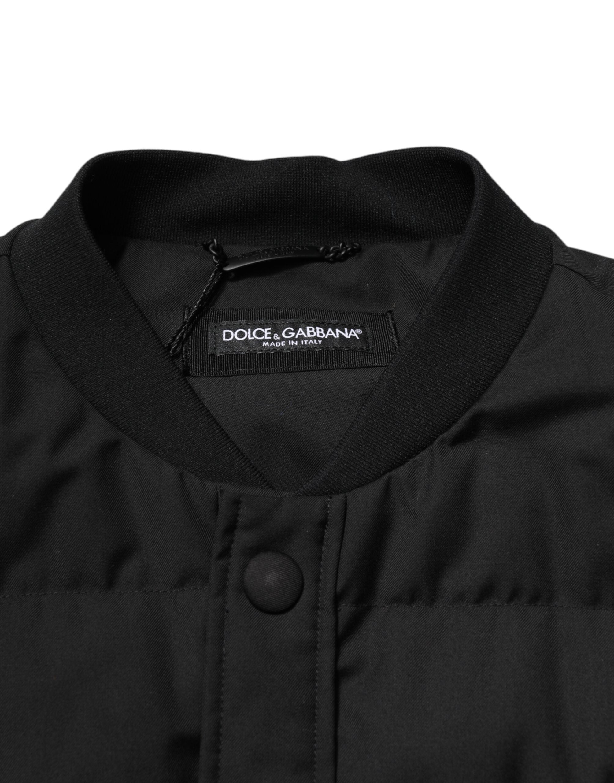 Dolce & Gabbana Black Sleeveless Parka Logo Plaque Jacket Dolce & Gabbana