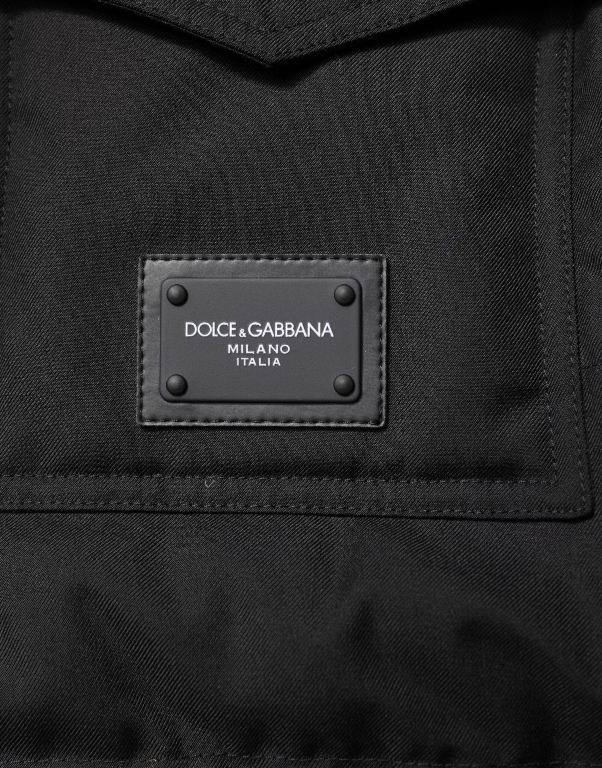 Dolce & Gabbana Black Sleeveless Parka Logo Plaque Jacket Dolce & Gabbana
