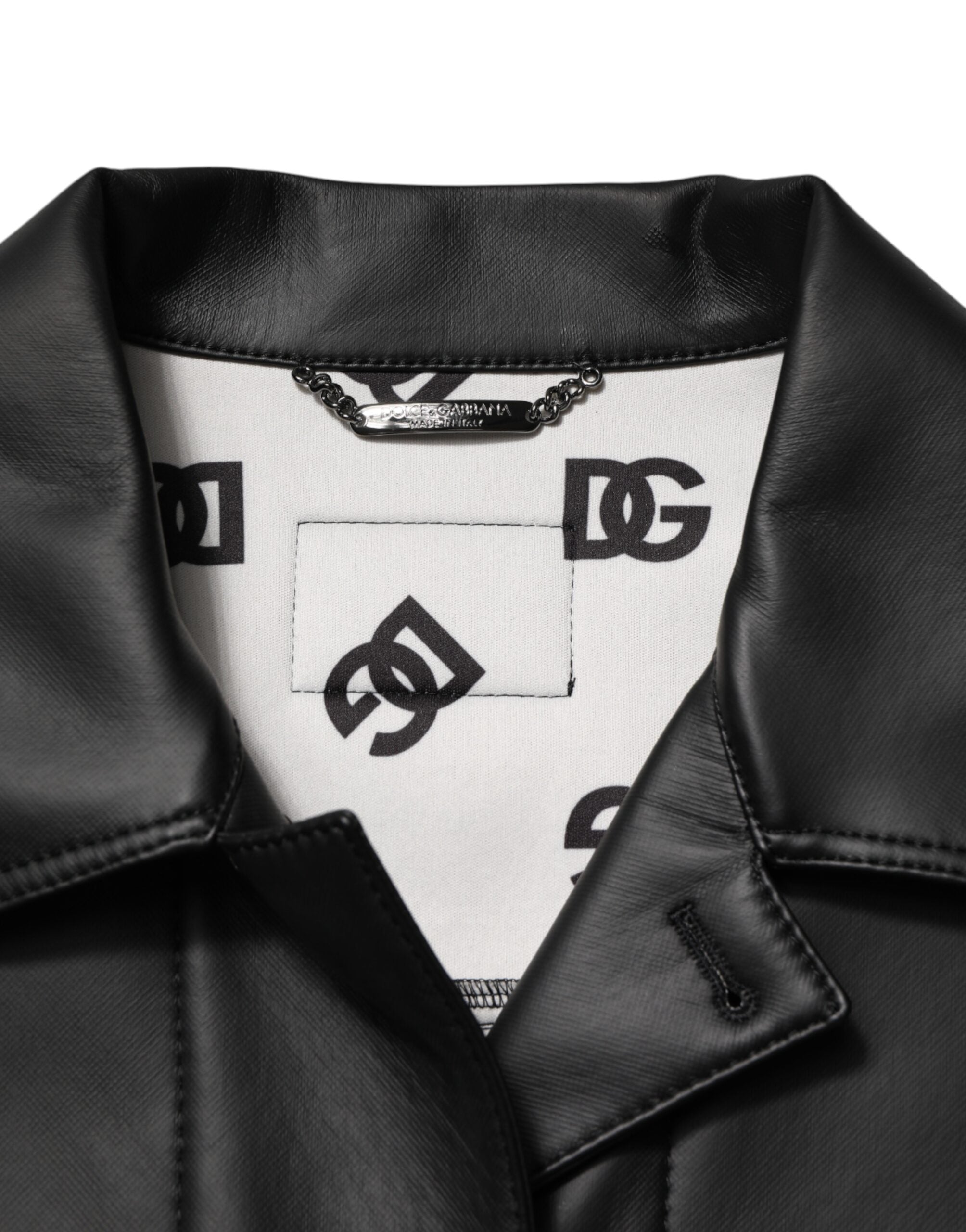 Dolce & Gabbana Black Polyester Button Down Biker Jacket Dolce & Gabbana