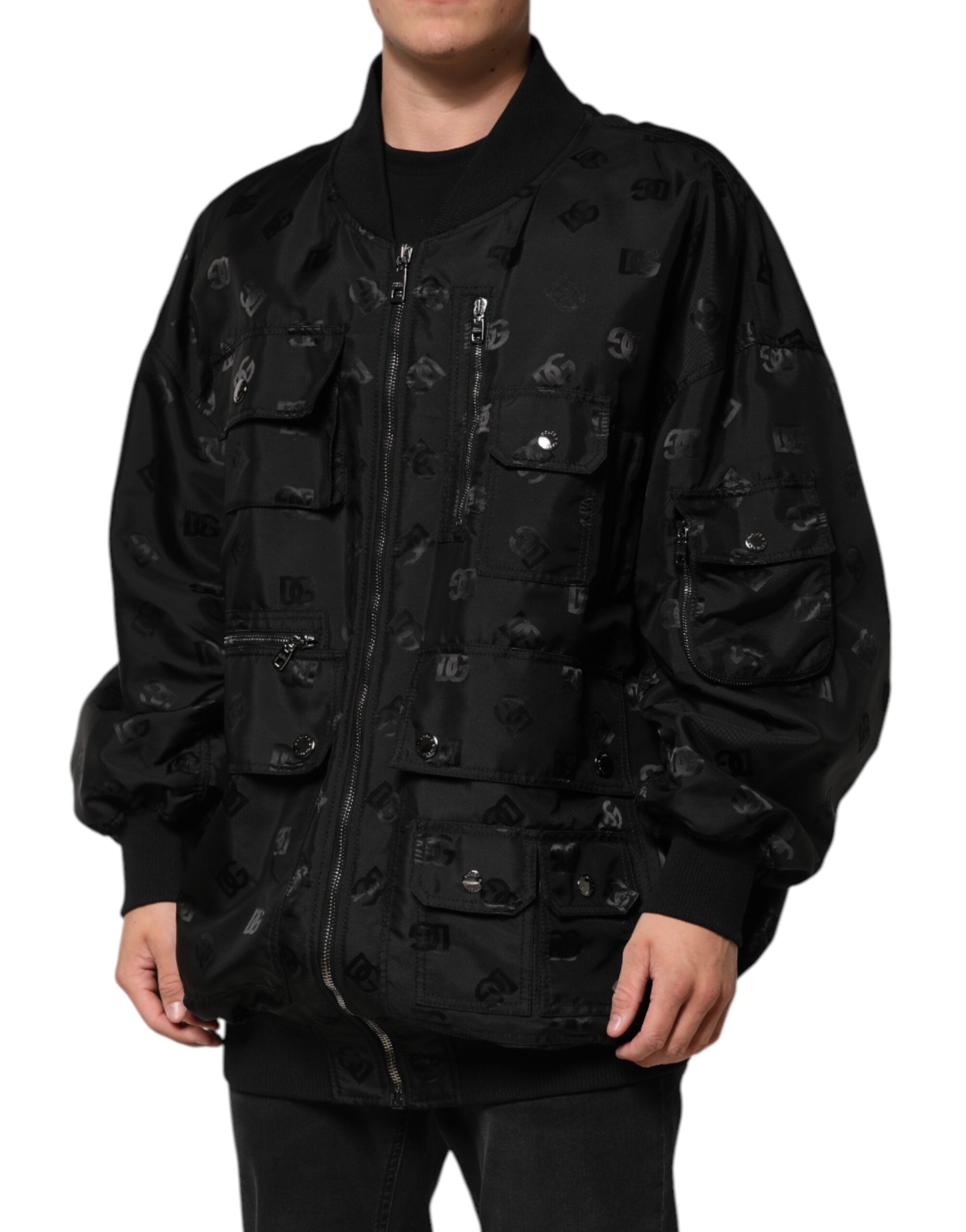 Dolce & Gabbana Black Cargo Windbraker Logo Mania Jacket Dolce & Gabbana