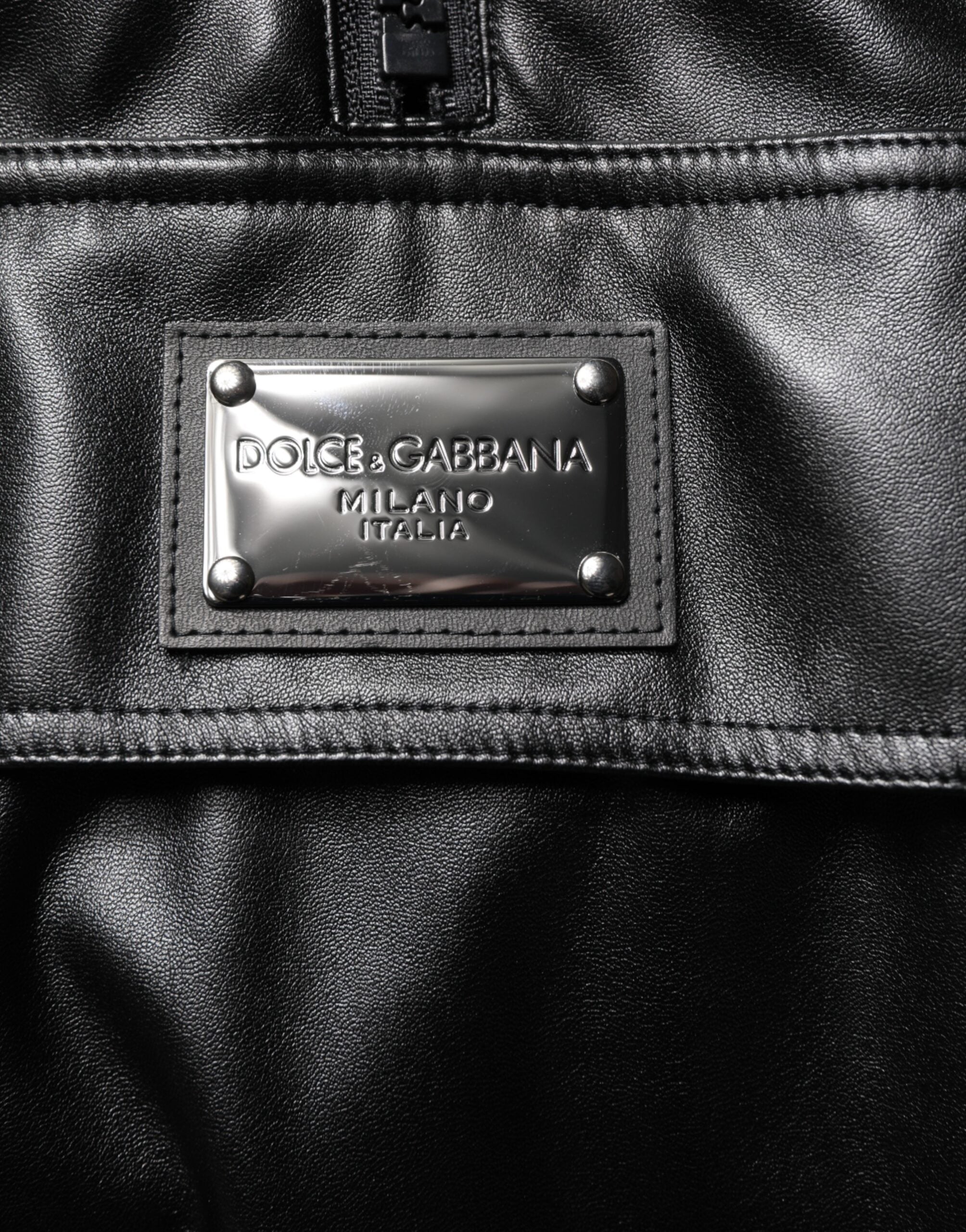 Dolce & Gabbana Black Polyester Logo Plaque Bomber Jacket Dolce & Gabbana