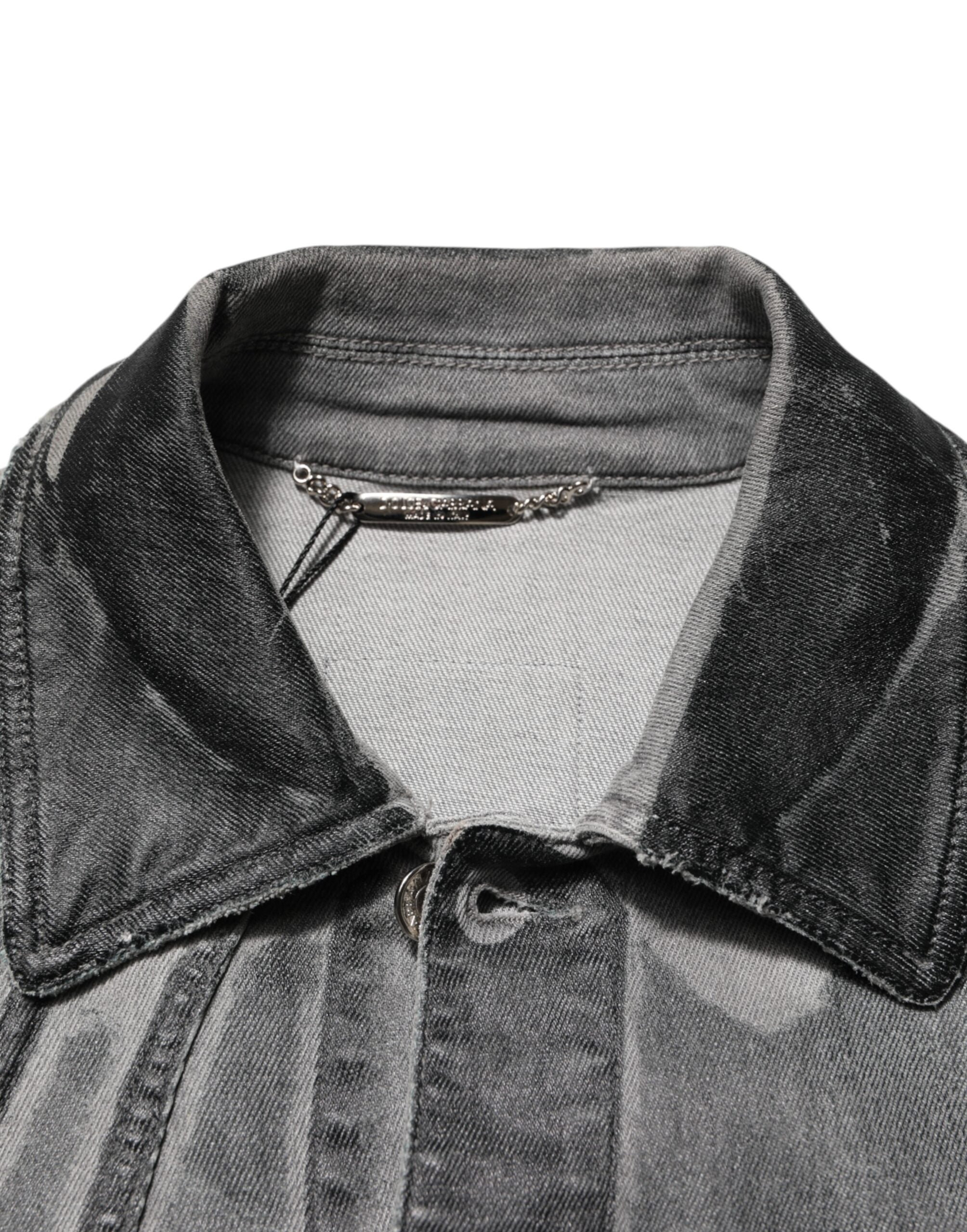 Dolce & Gabbana Gray Washed Cotton Stretch Denim Jacket Dolce & Gabbana