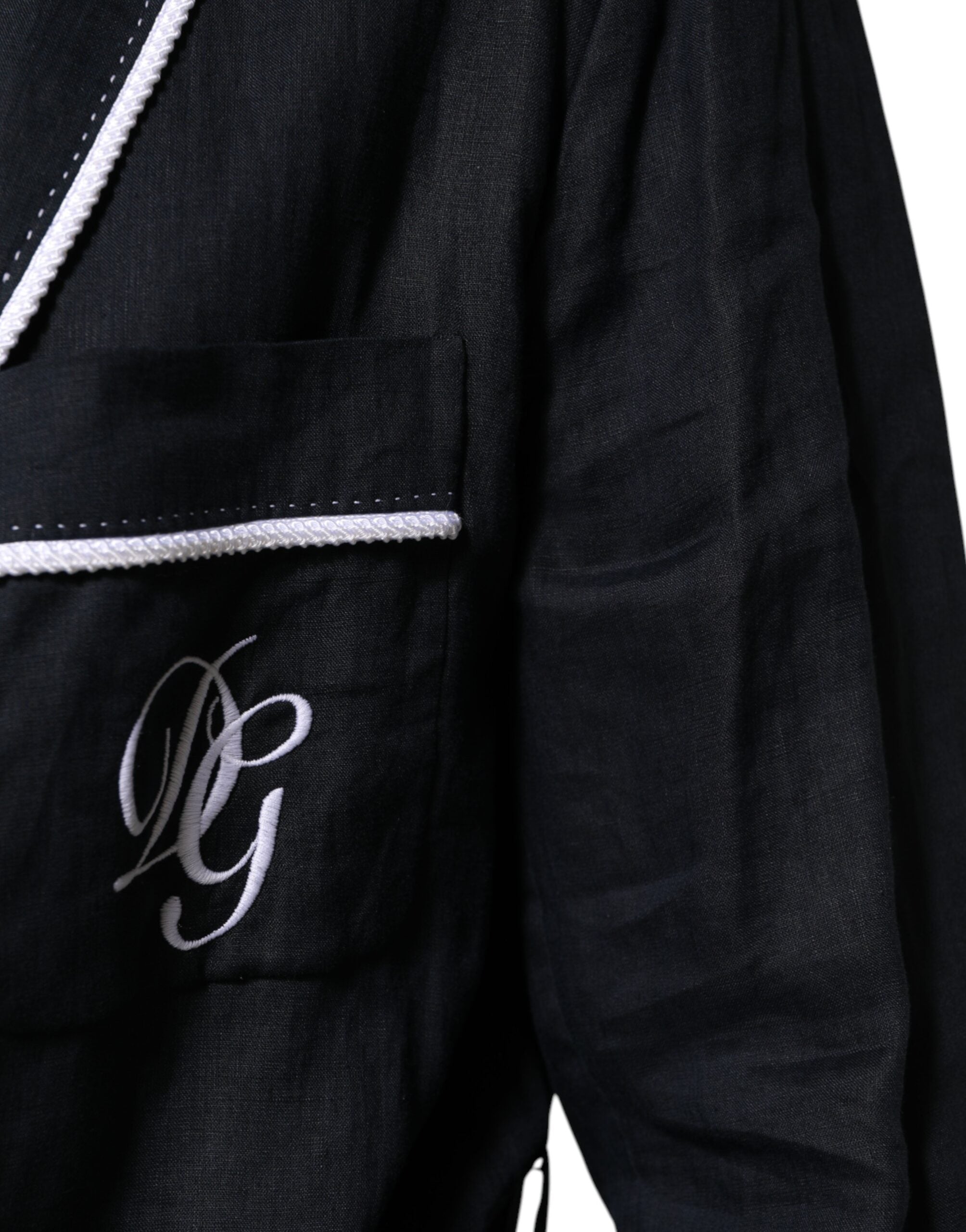 Dolce & Gabbana Dark Blue DG Embroidery Jacket Robe Blazer Dolce & Gabbana