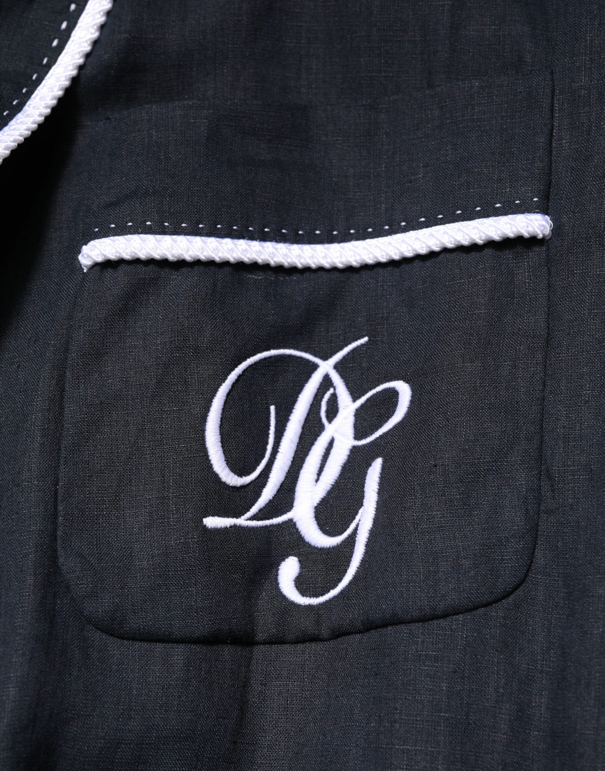 Dolce & Gabbana Dark Blue DG Embroidery Jacket Robe Blazer Dolce & Gabbana