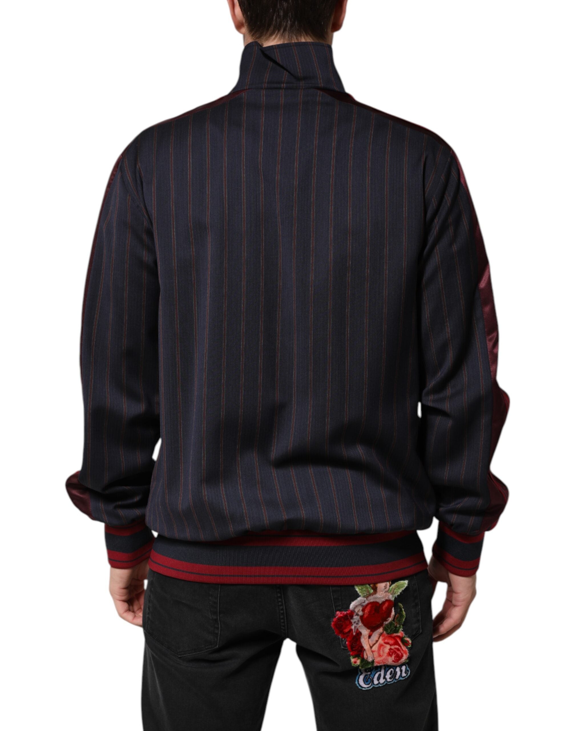 Dolce & Gabbana Blue Red Striped Logo Plaque Full Zip Jacket Dolce & Gabbana
