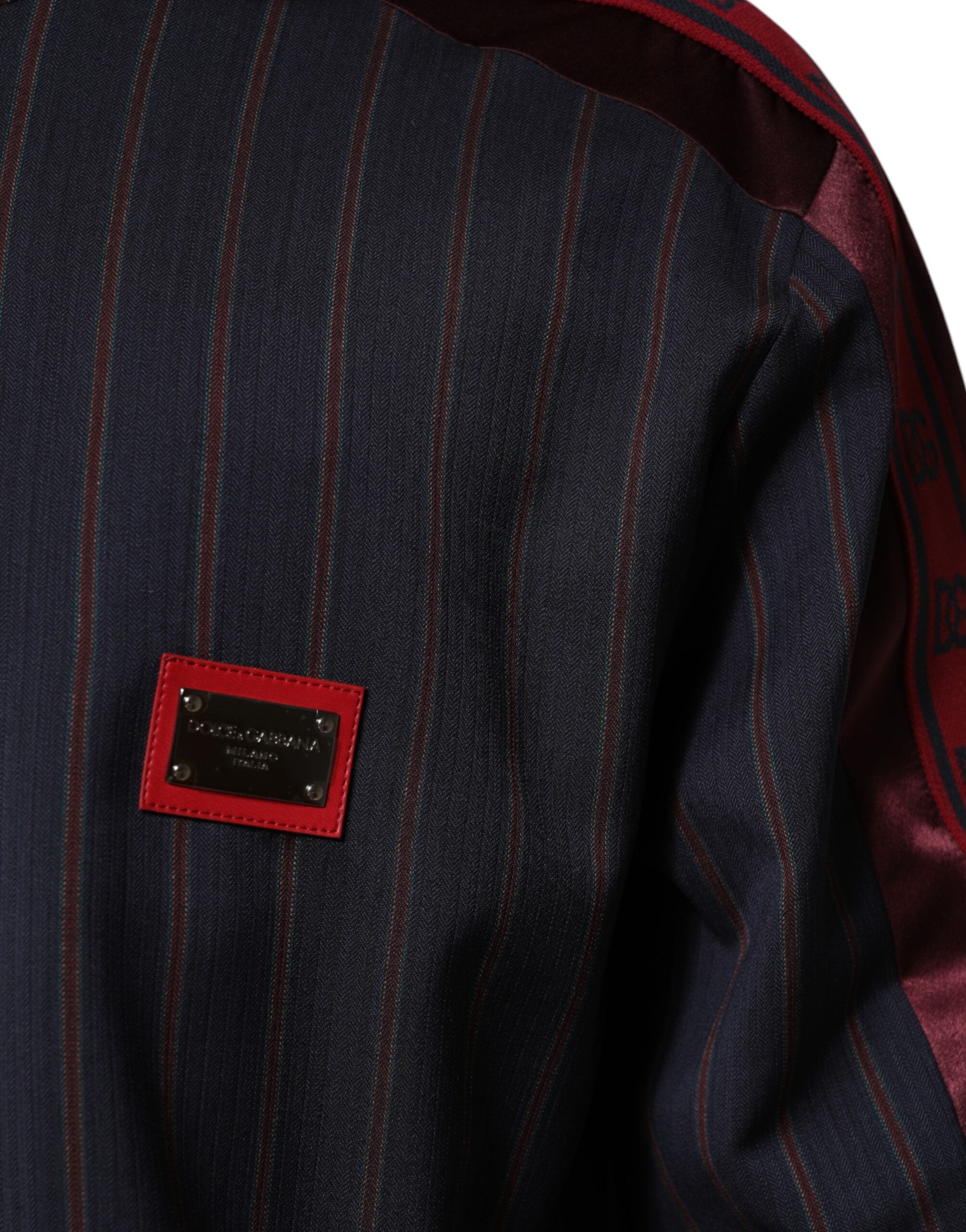 Dolce & Gabbana Blue Red Striped Logo Plaque Full Zip Jacket Dolce & Gabbana
