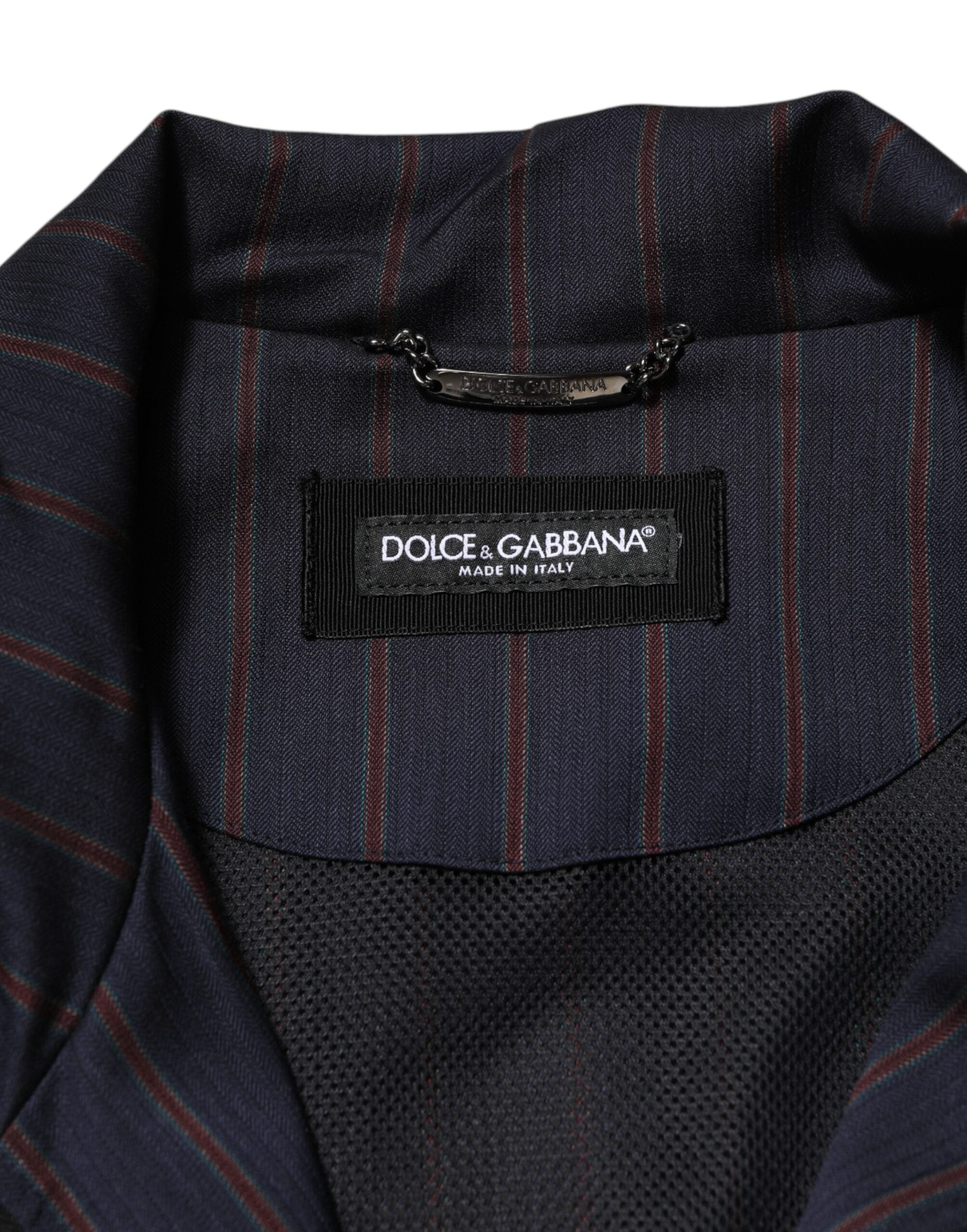 Dolce & Gabbana Blue Red Striped Logo Plaque Full Zip Jacket Dolce & Gabbana