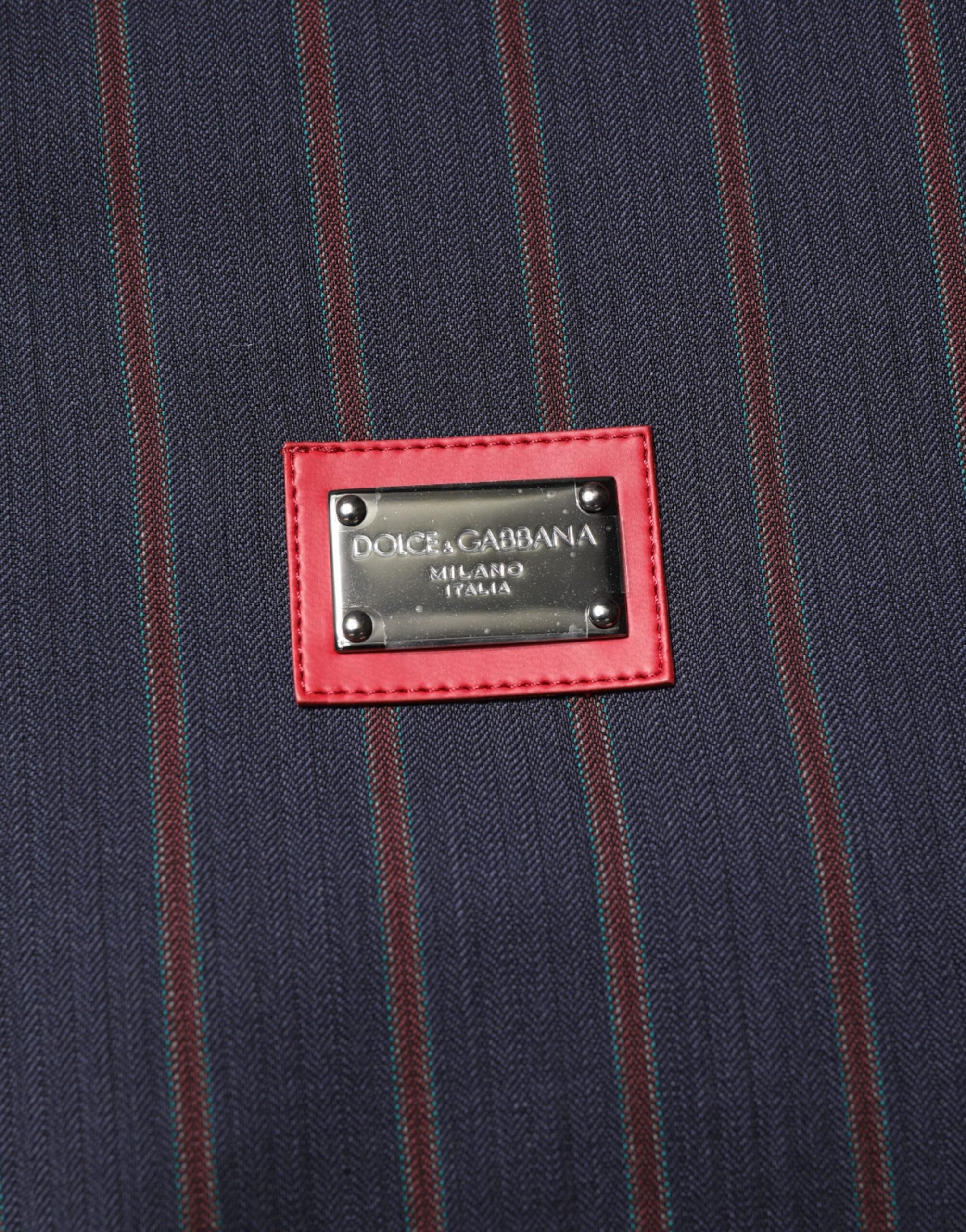 Dolce & Gabbana Blue Red Striped Logo Plaque Full Zip Jacket Dolce & Gabbana