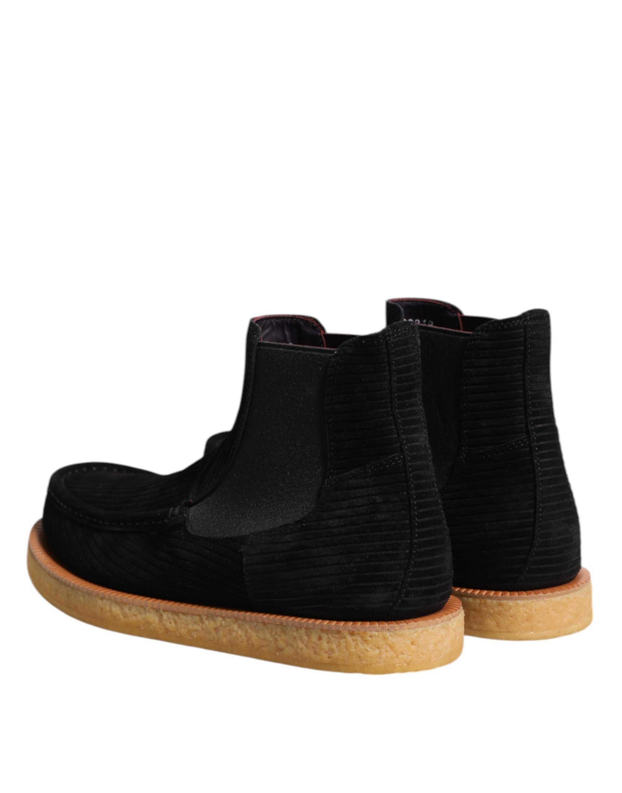 Dolce & Gabbana Black Calf Suede Slip On Ankle Boots Shoes Dolce & Gabbana