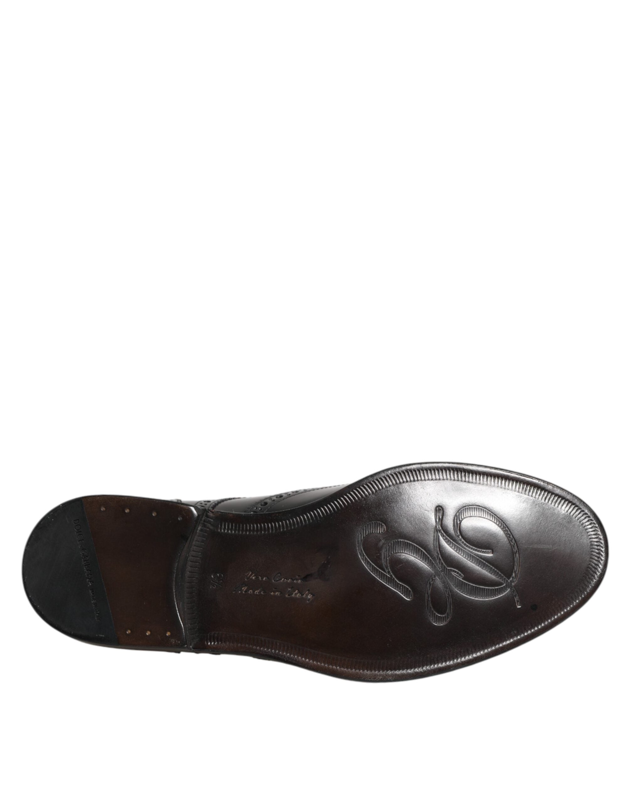 Dolce & Gabbana Black Leather Derby Wingtip Formal Shoes Dolce & Gabbana