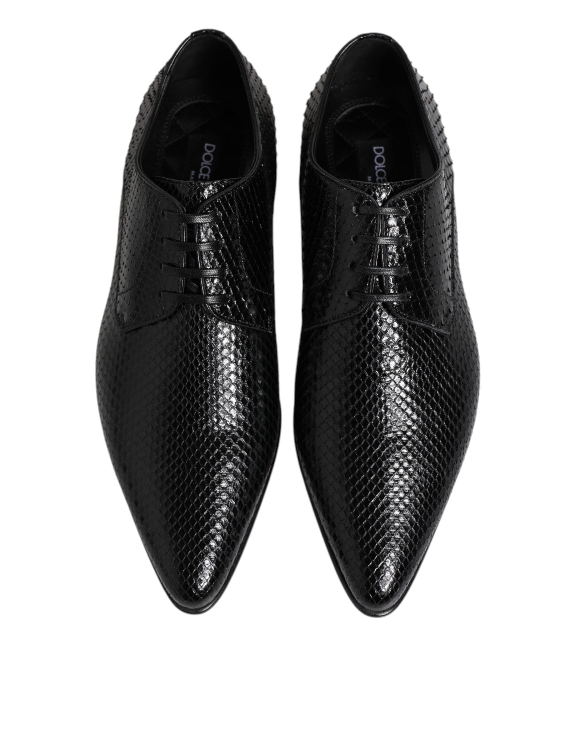Dolce & Gabbana Black Exotic Leather Lace Up Derby Shoes Dolce & Gabbana