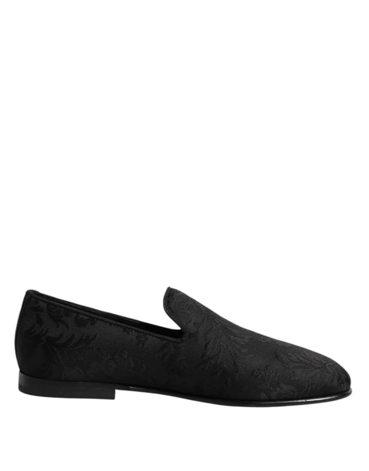 Dolce & Gabbana Black Floral Brocade Loafers Men Dress Shoes