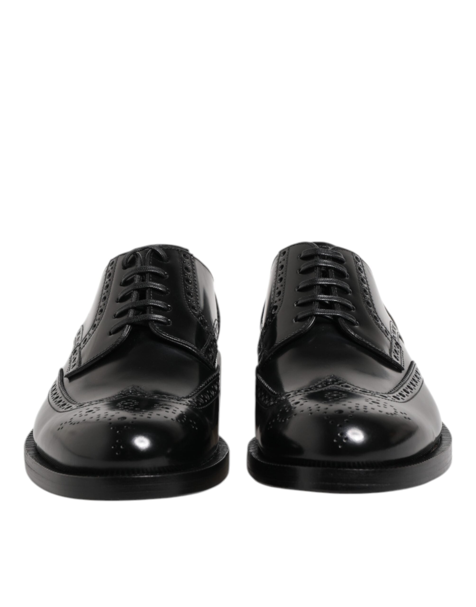 Dolce & Gabbana Black Leather Derby Wingtip Formal Shoes Dolce & Gabbana