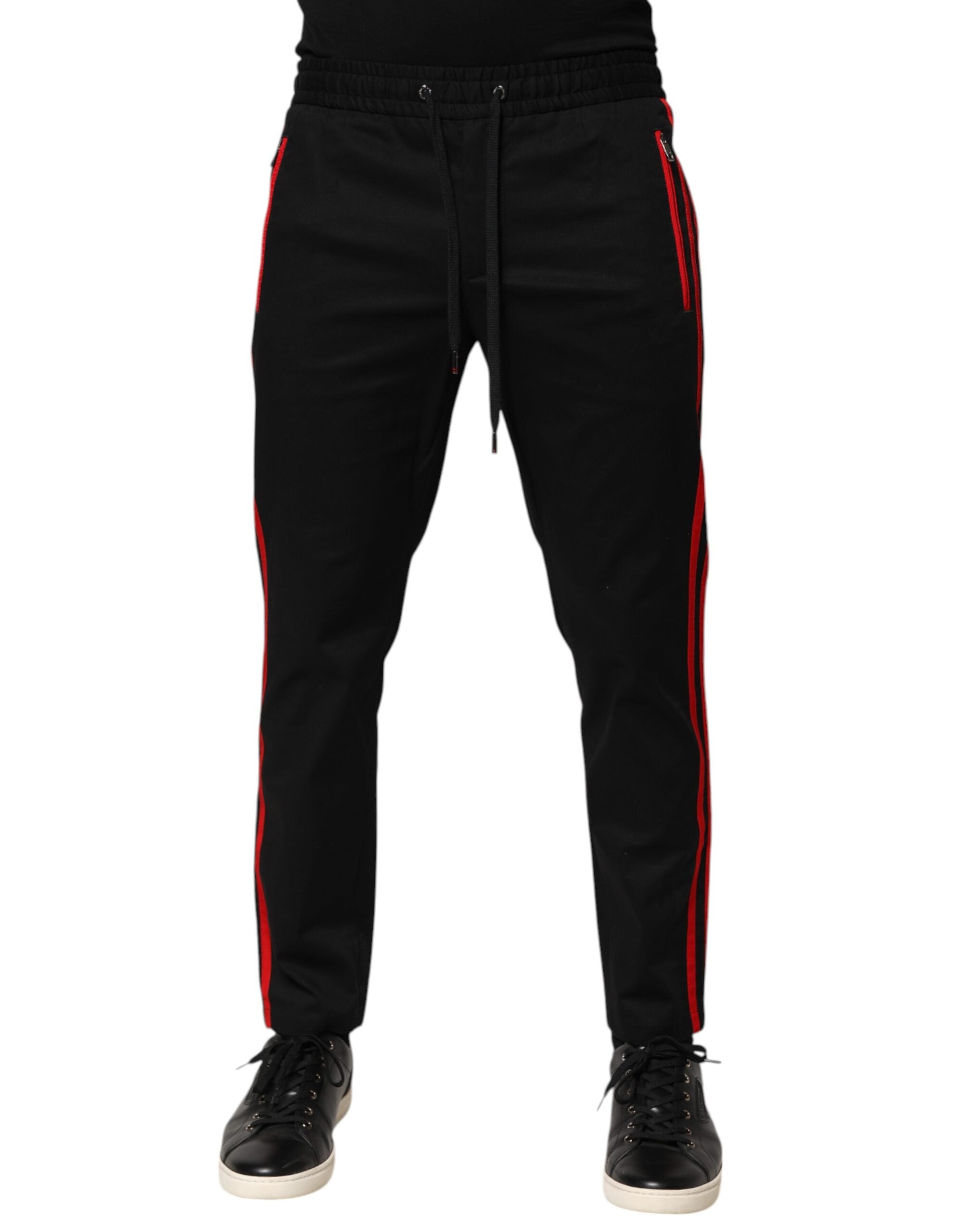 Dolce & Gabbana Red Stripe Cotton Logo Jogger Sweatpants Pants Dolce & Gabbana