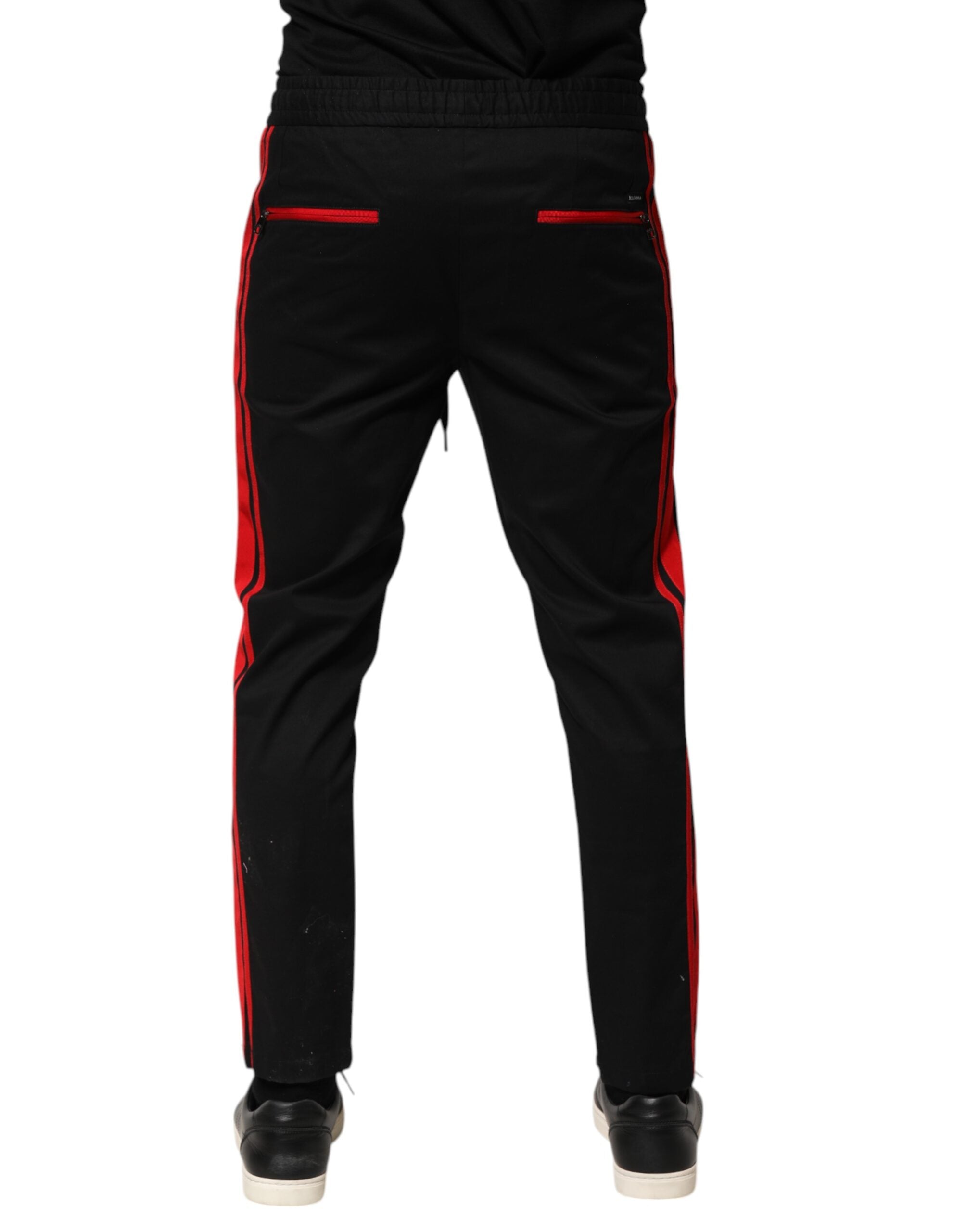 Dolce & Gabbana Red Stripe Cotton Logo Jogger Sweatpants Pants Dolce & Gabbana