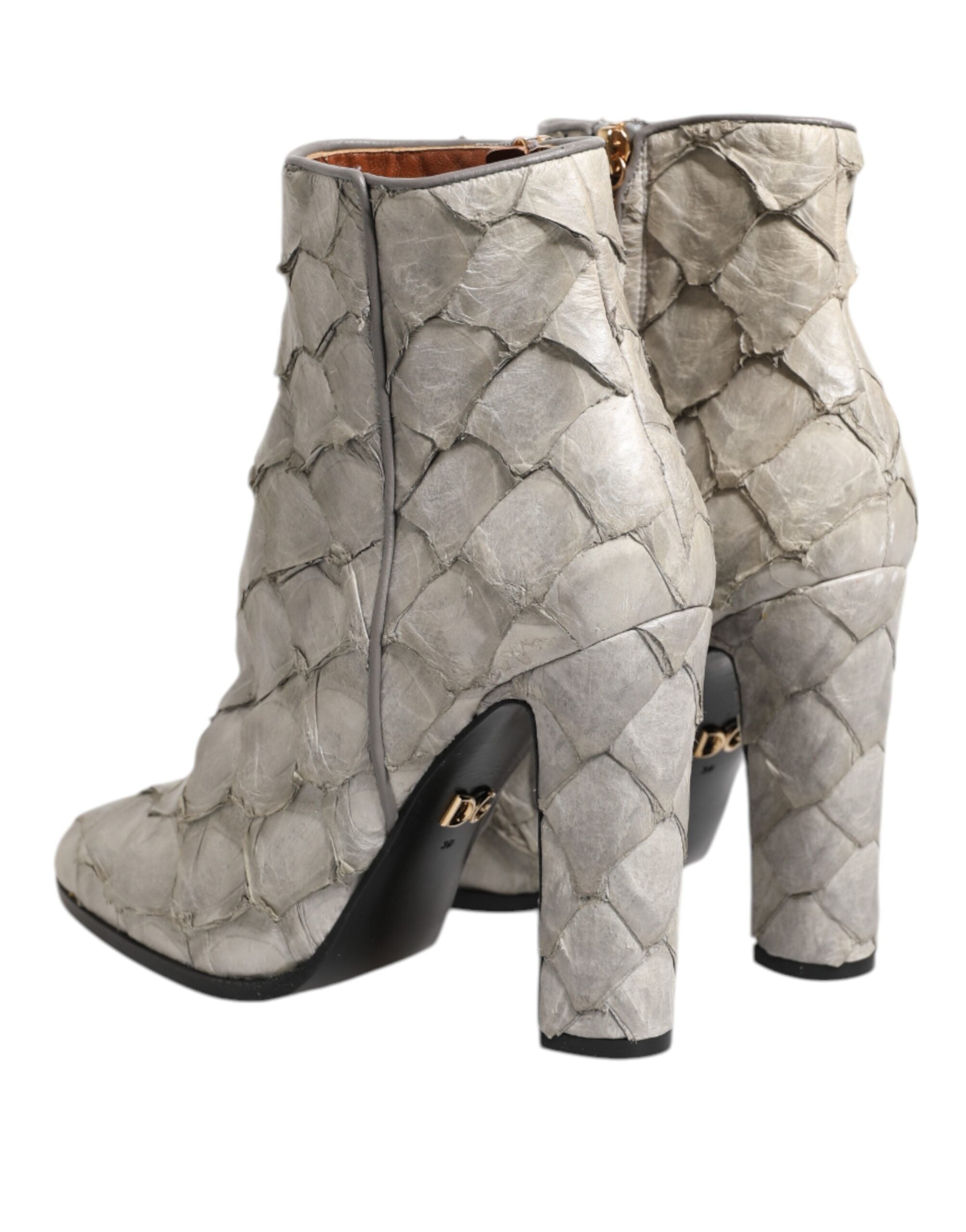 Dolce & Gabbana Off White Leather Heels Ankle Boots Shoes Dolce & Gabbana