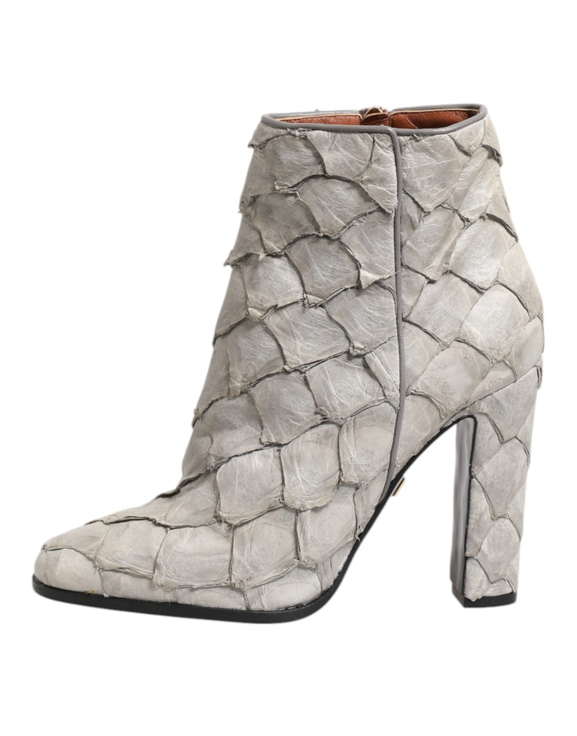 Dolce & Gabbana Off White Leather Heels Ankle Boots Shoes Dolce & Gabbana