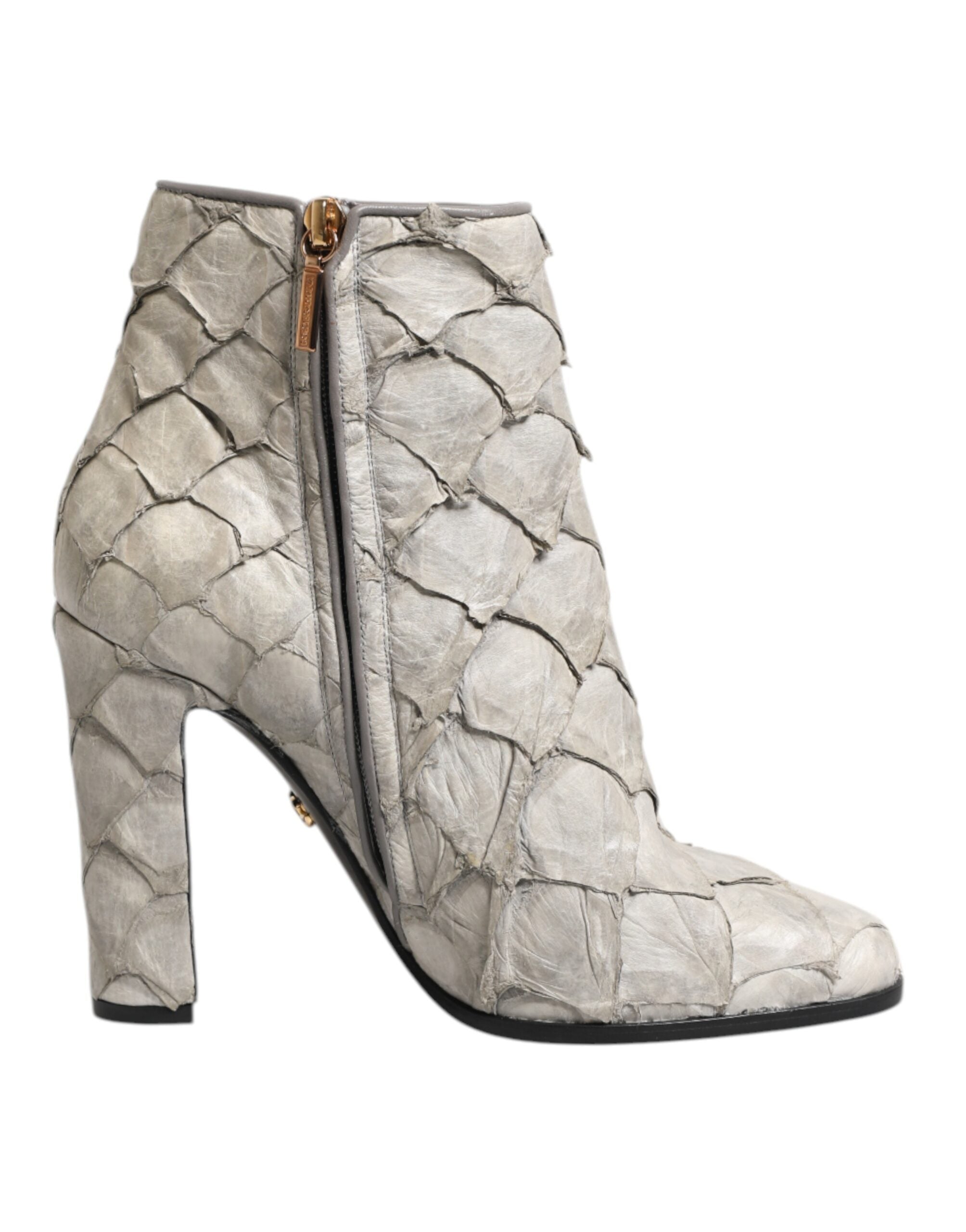 Dolce & Gabbana Off White Leather Heels Ankle Boots Shoes Dolce & Gabbana